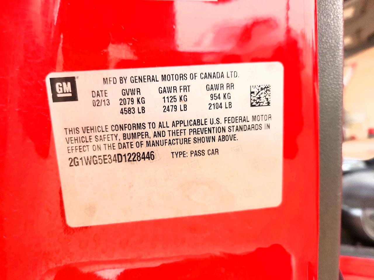 2013 Chevrolet Impala Lt Red vin: 2G1WG5E34D1228446