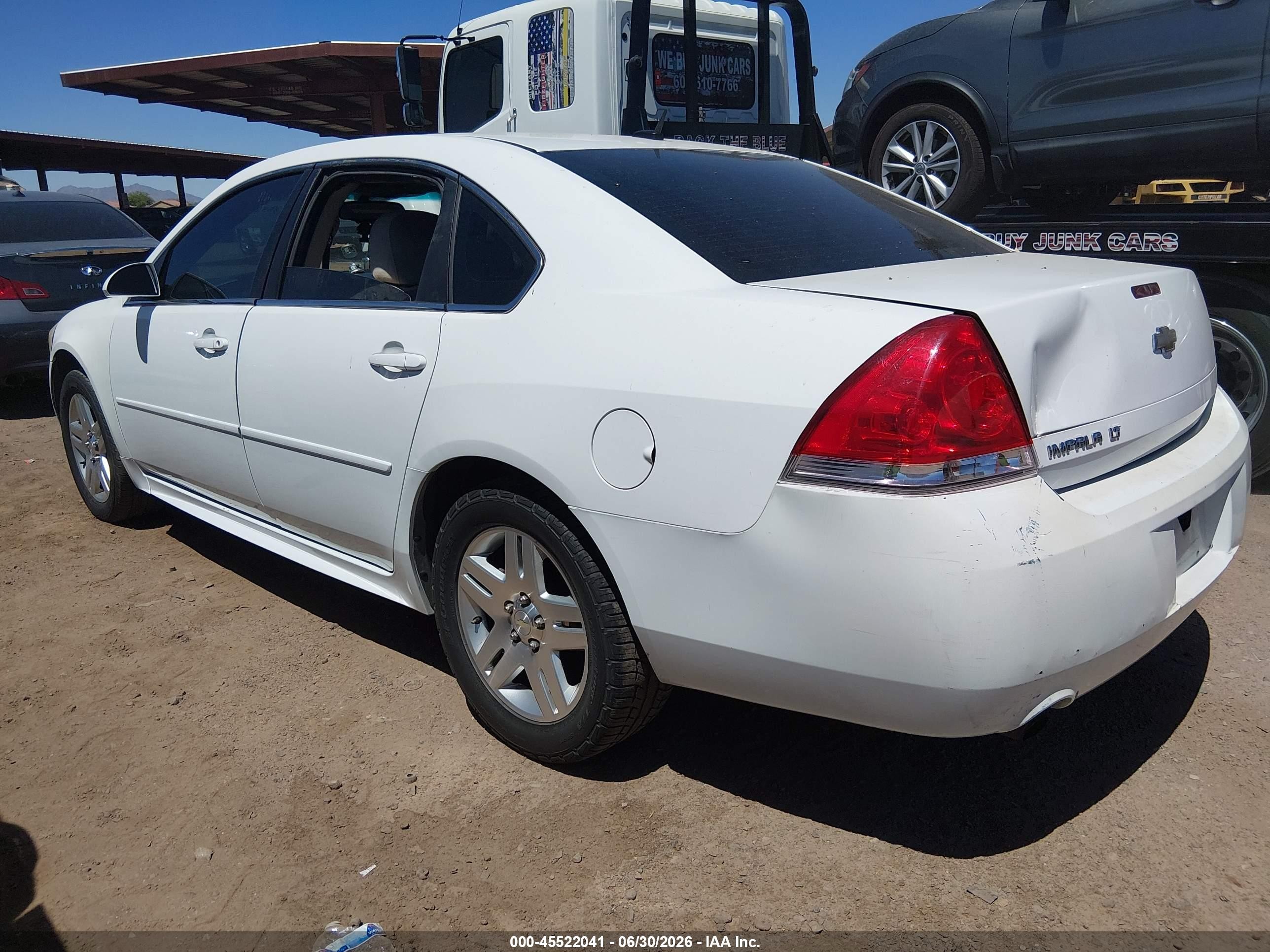 2013 Chevrolet Impala Lt White vin: 2G1WG5E35D1124838