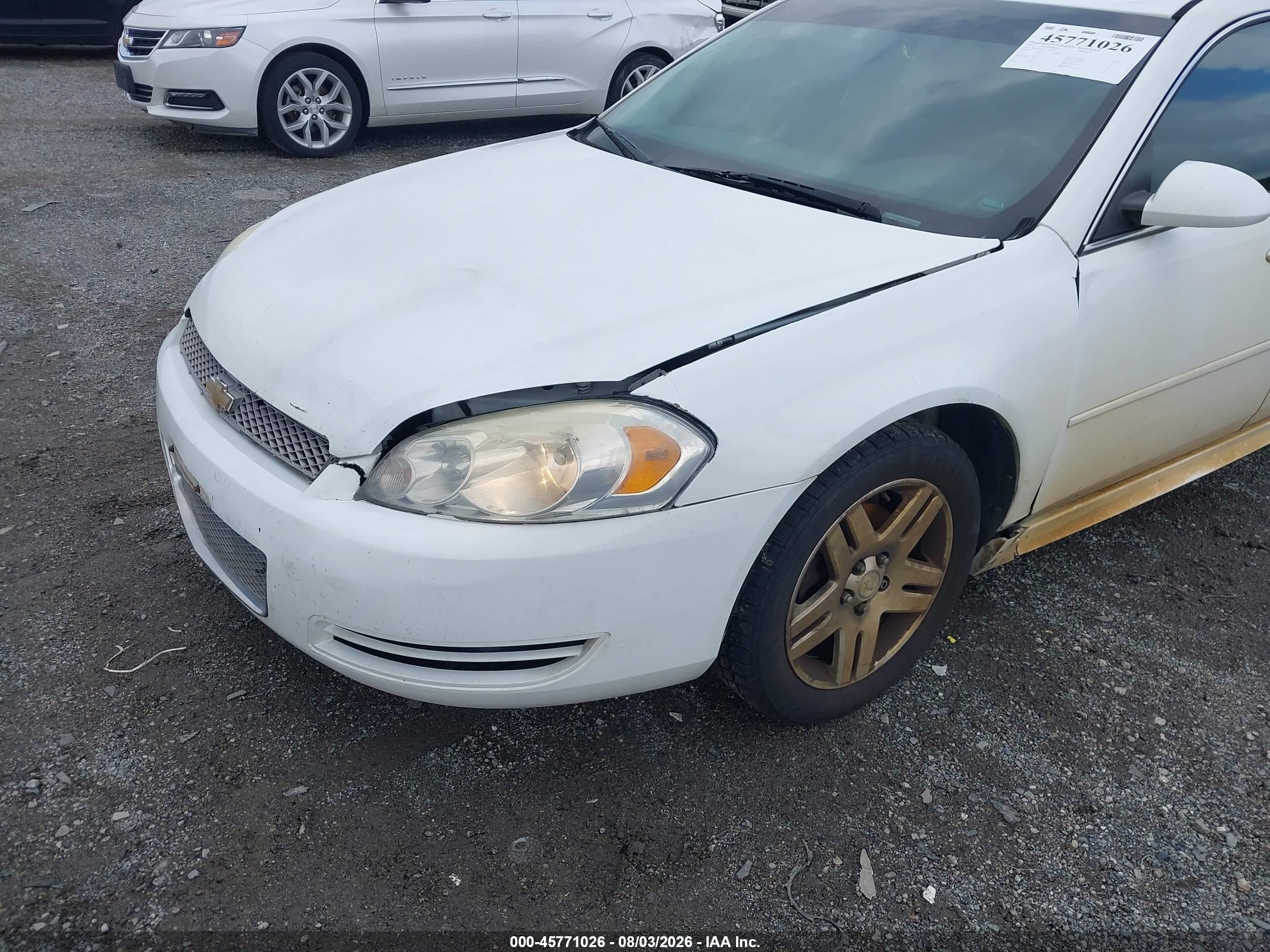 2012 Chevrolet Impala Lt White vin: 2G1WG5E36C1158124