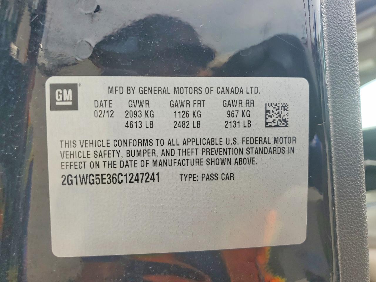 2012 Chevrolet Impala Lt Black vin: 2G1WG5E36C1247241