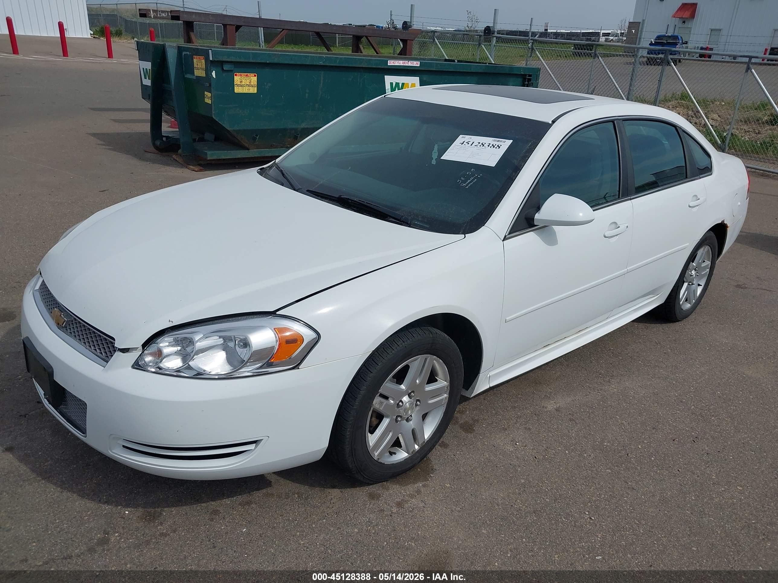 2012 Chevrolet Impala Lt White vin: 2G1WG5E36C1296360