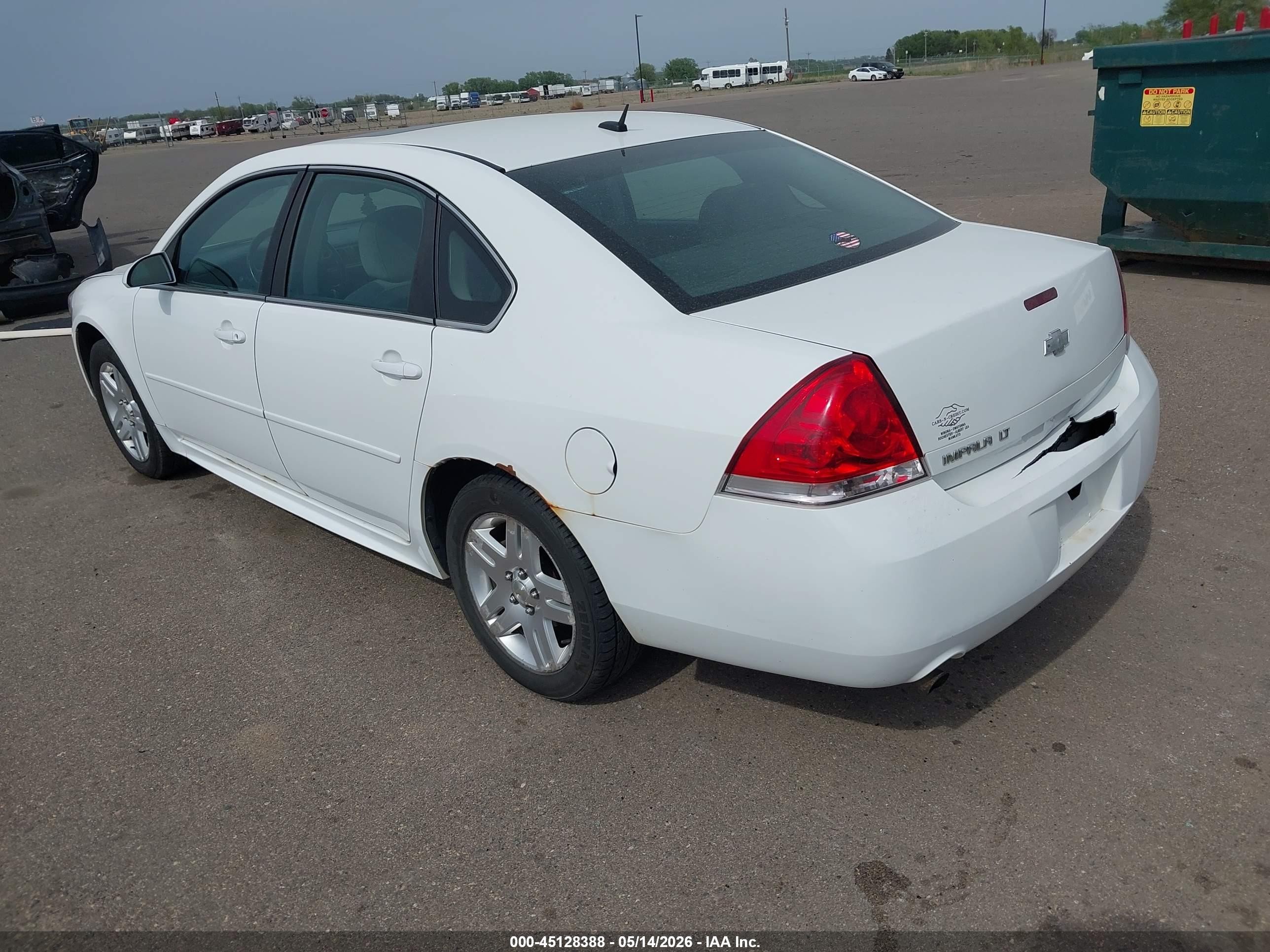 2012 Chevrolet Impala Lt White vin: 2G1WG5E36C1296360