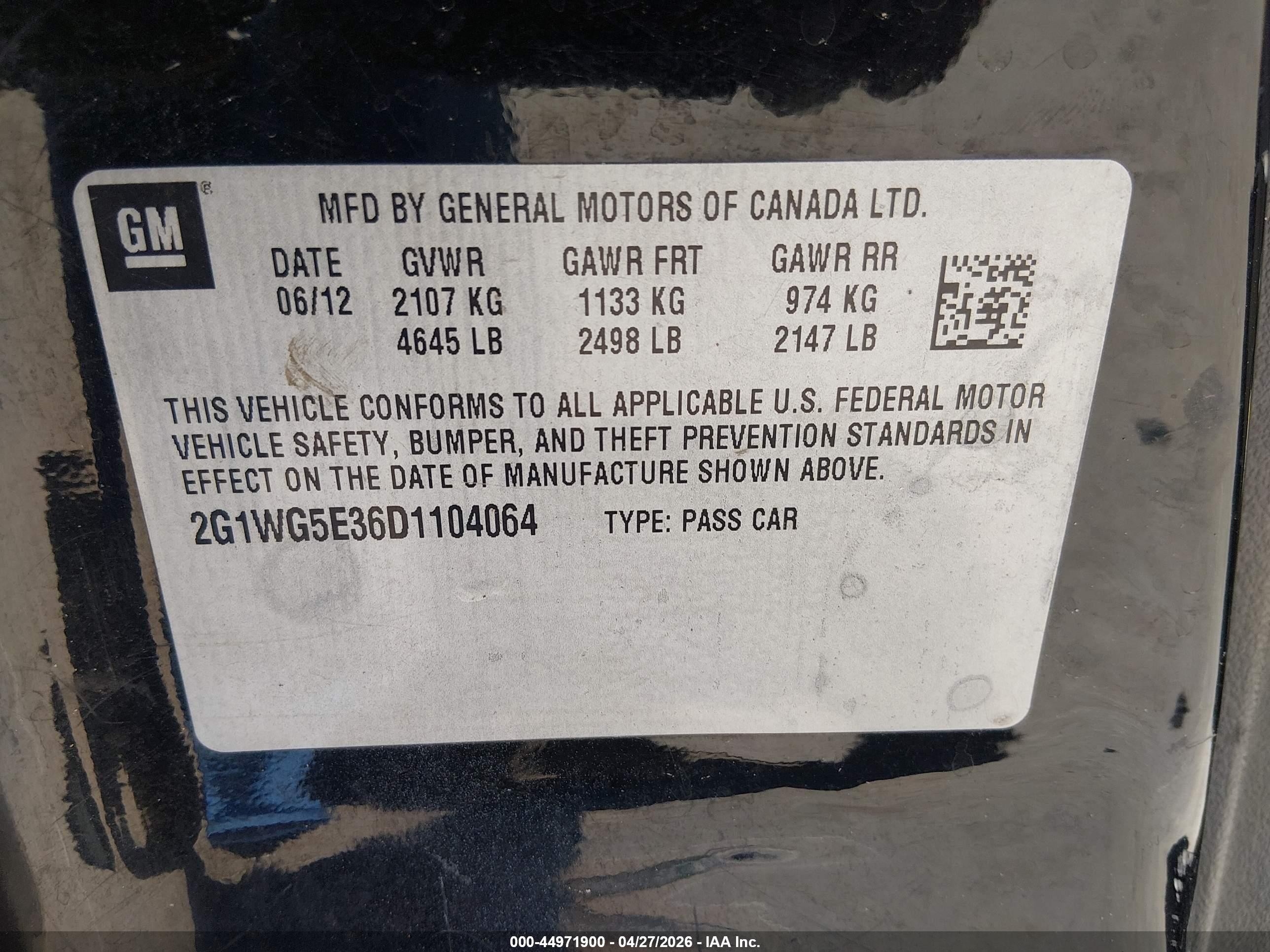 2013 Chevrolet Impala Lt Black vin: 2G1WG5E36D1104064