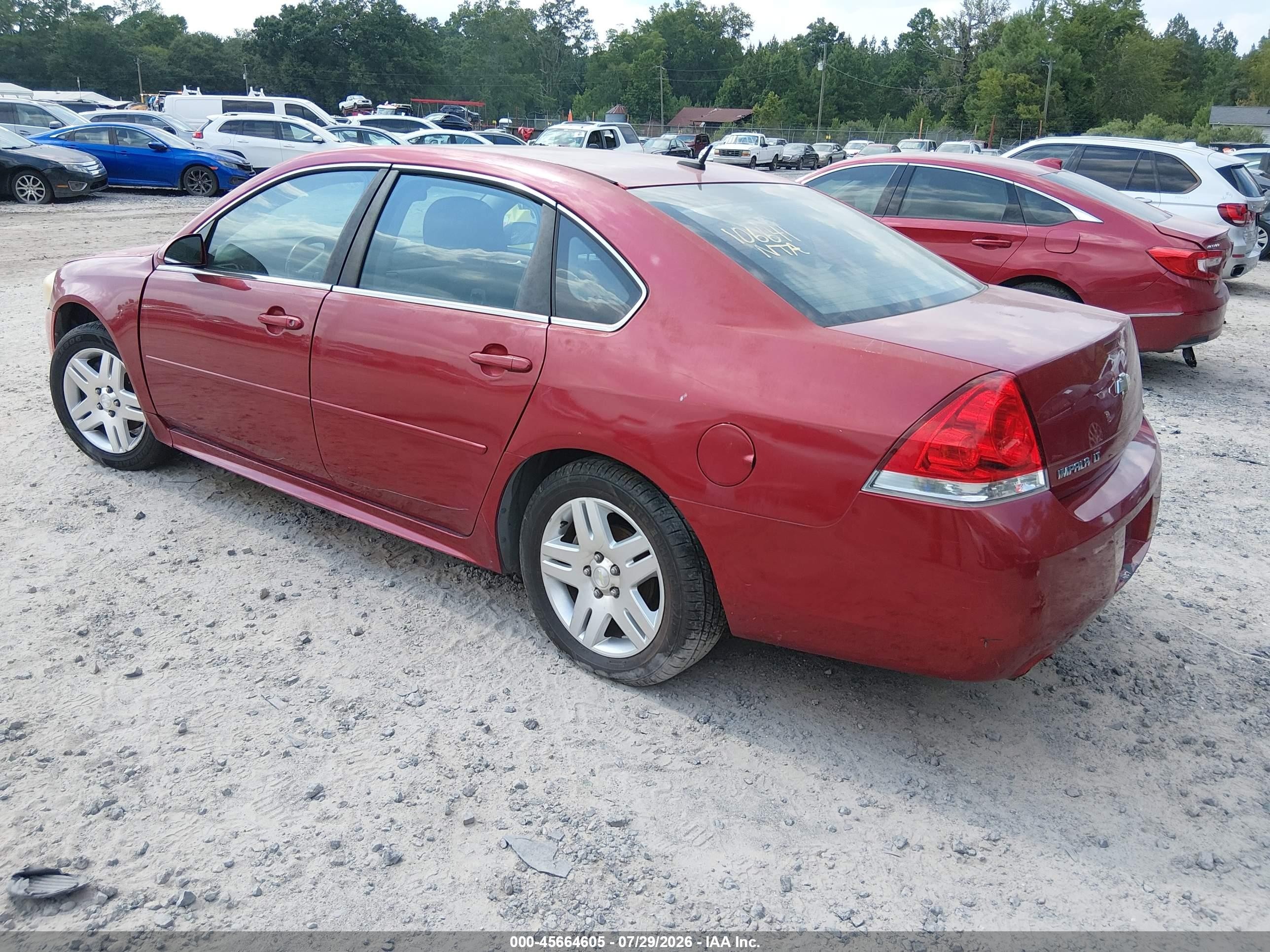 2013 Chevrolet Impala Lt Red vin: 2G1WG5E36D1106641