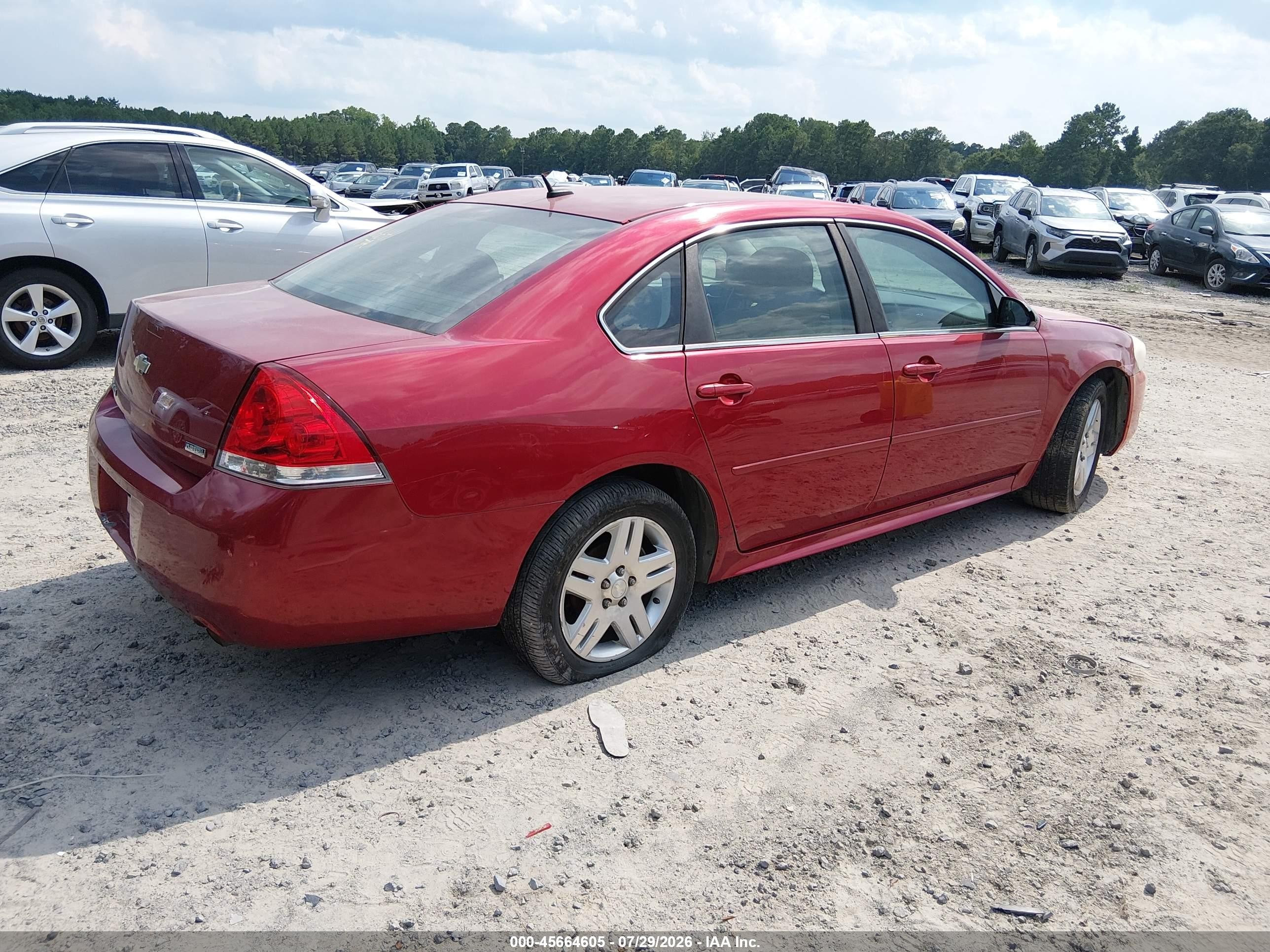 2013 Chevrolet Impala Lt Red vin: 2G1WG5E36D1106641
