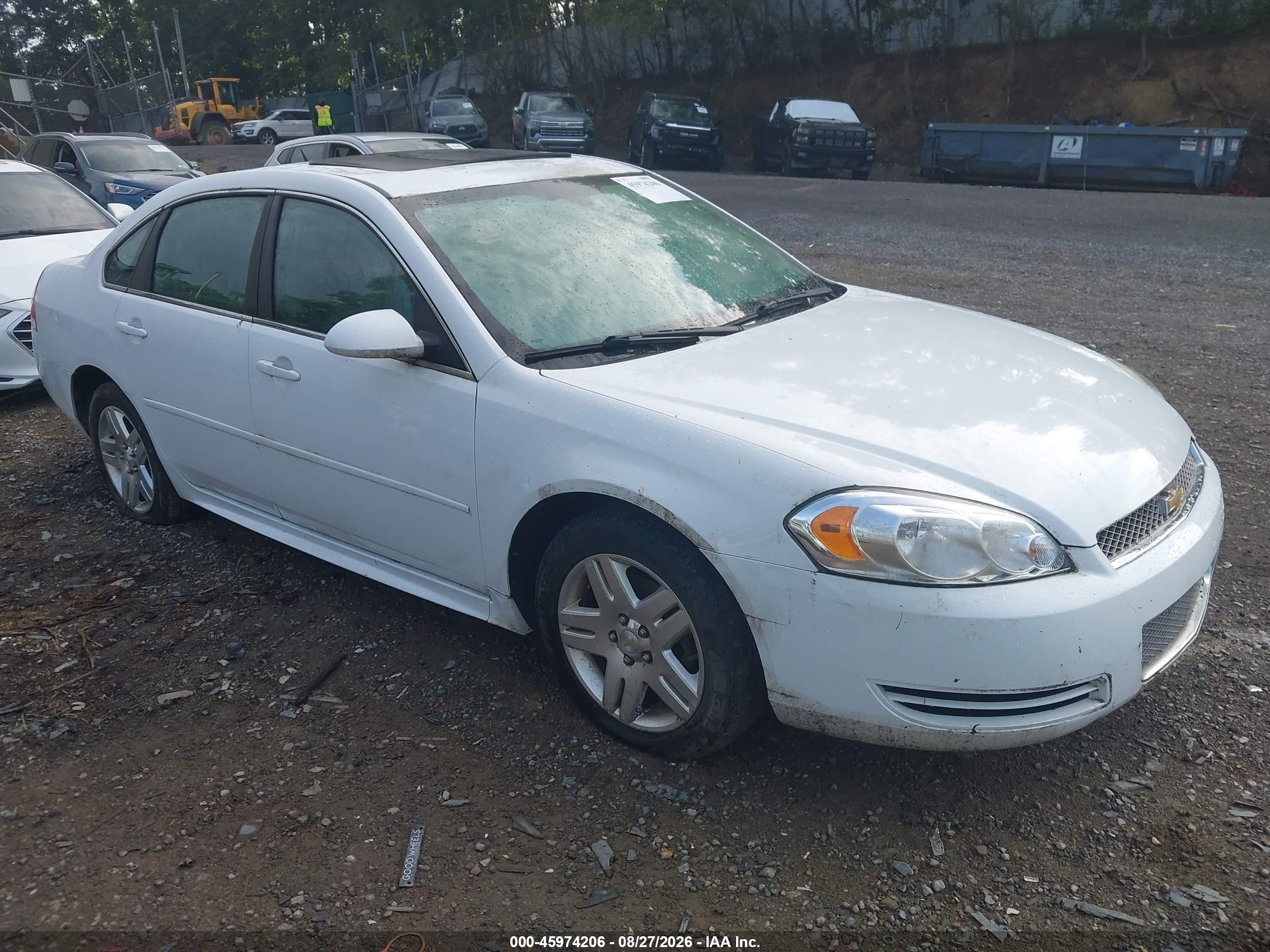2013 Chevrolet Impala Lt White vin: 2G1WG5E36D1174681