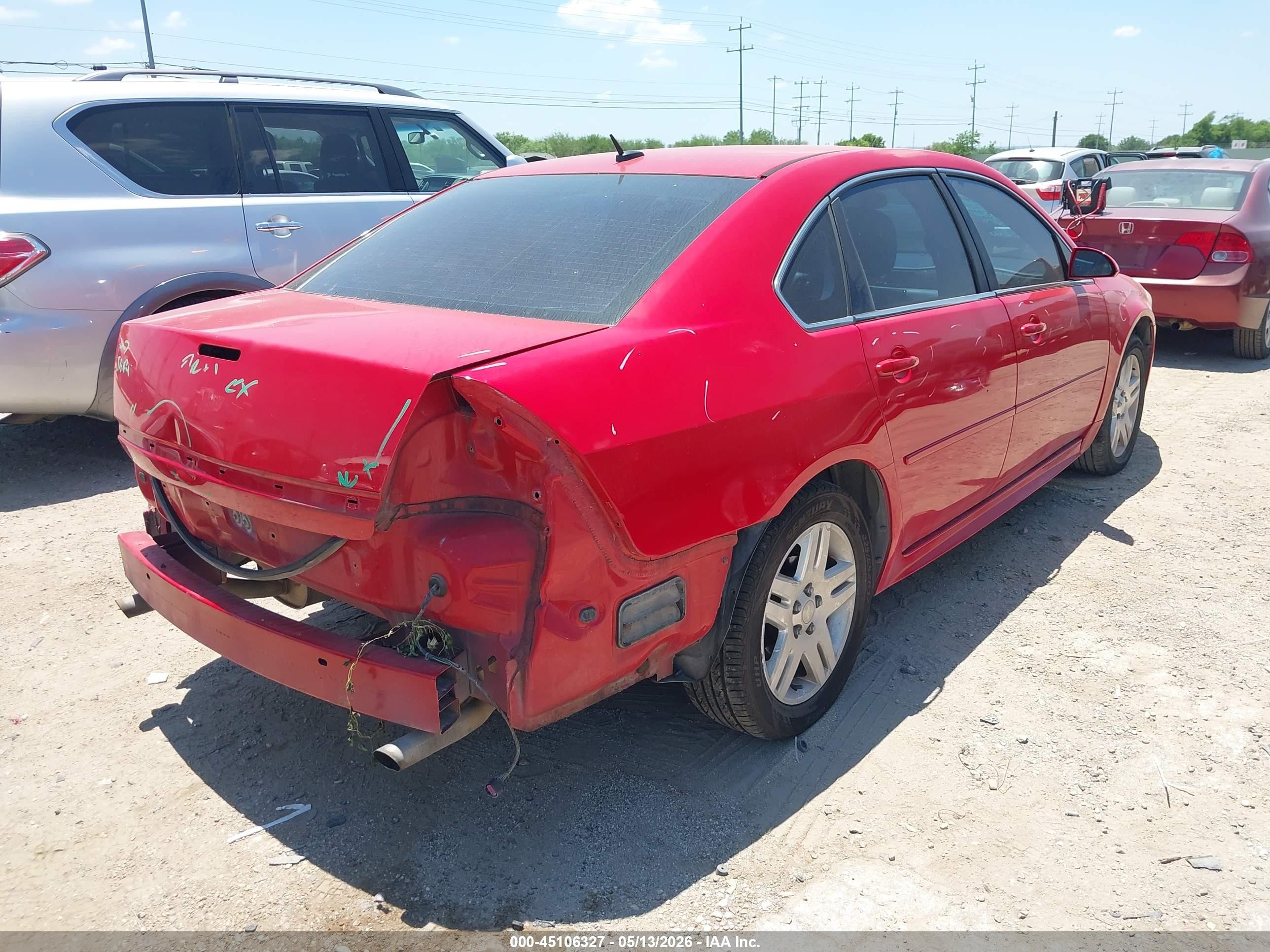 2013 Chevrolet Impala Lt Red vin: 2G1WG5E36D1224978