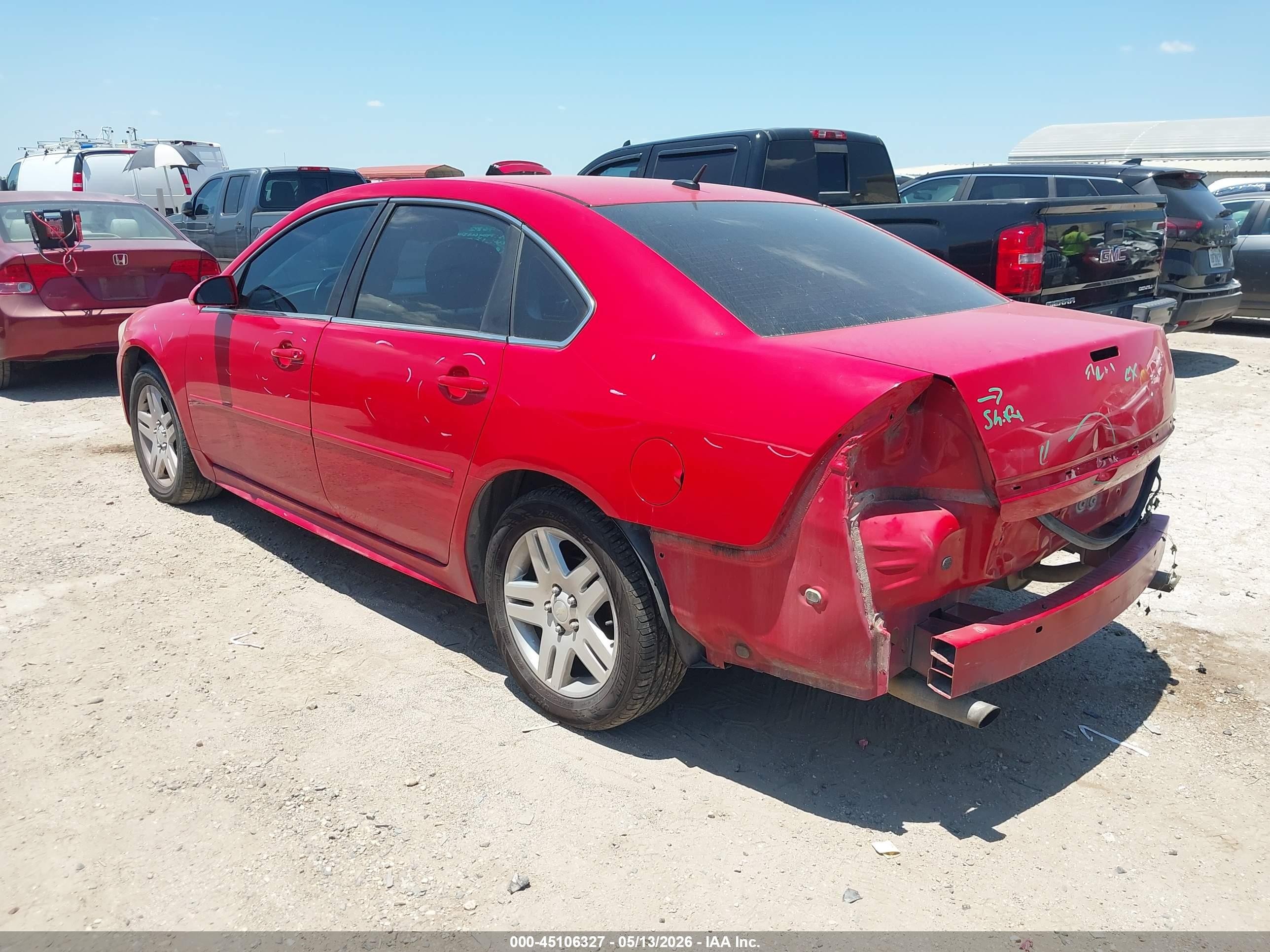 2013 Chevrolet Impala Lt Red vin: 2G1WG5E36D1224978