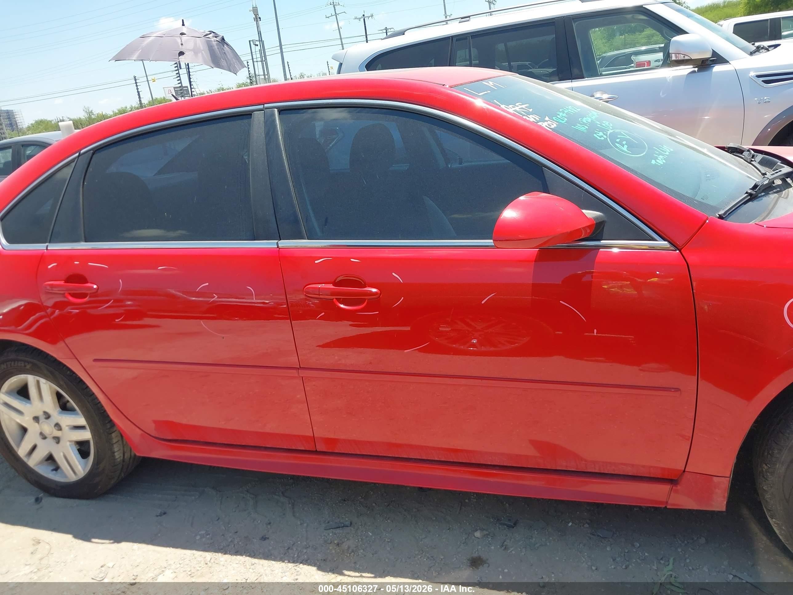 2013 Chevrolet Impala Lt Red vin: 2G1WG5E36D1224978