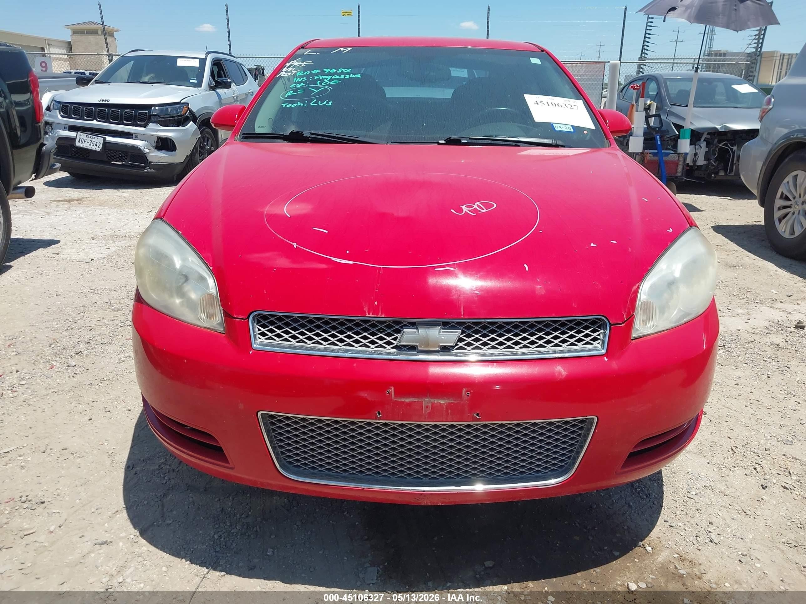 2013 Chevrolet Impala Lt Red vin: 2G1WG5E36D1224978