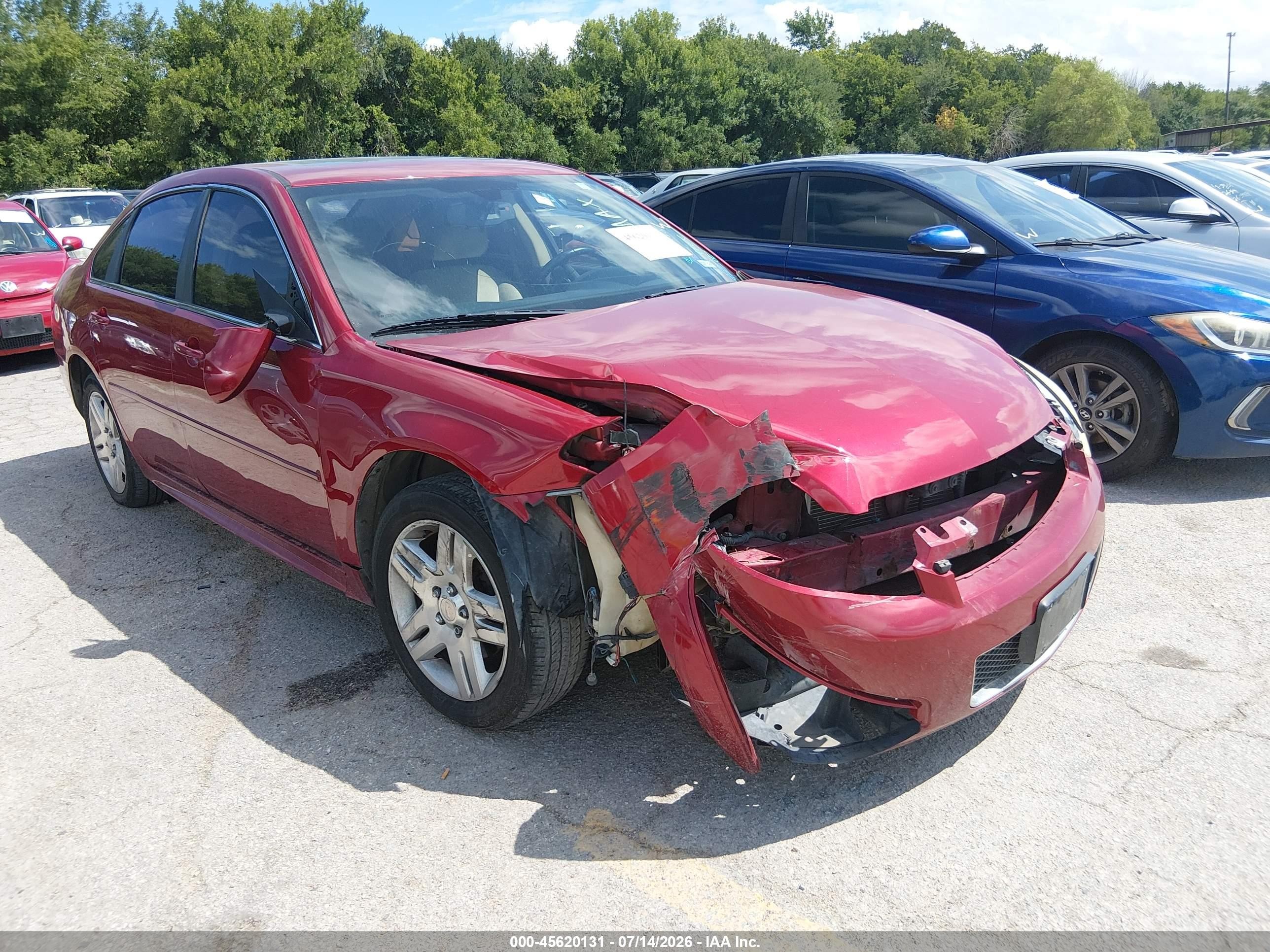 2013 Chevrolet Impala Lt Burgundy vin: 2G1WG5E36D1258175