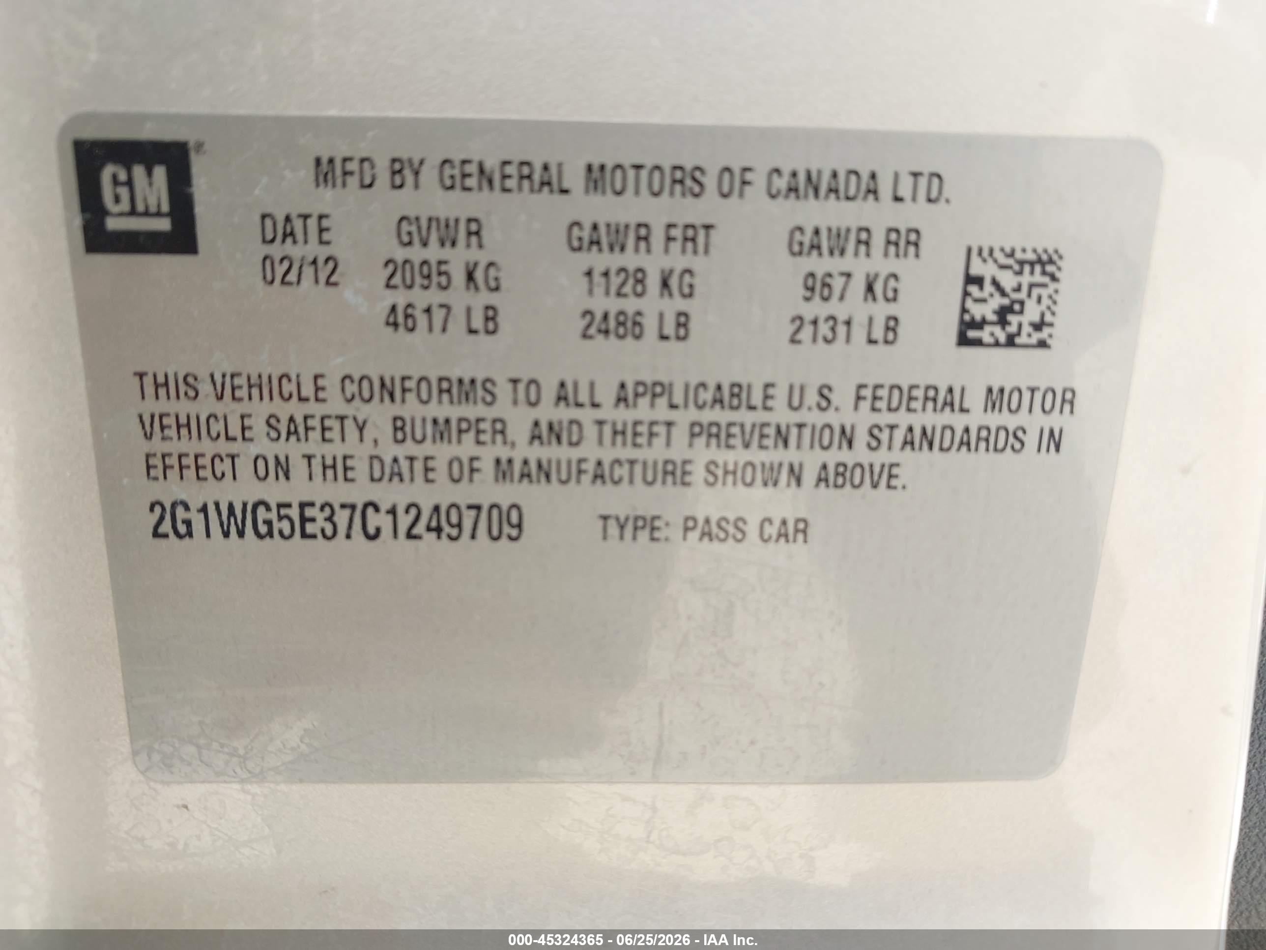 2012 Chevrolet Impala Lt Champagne vin: 2G1WG5E37C1249709