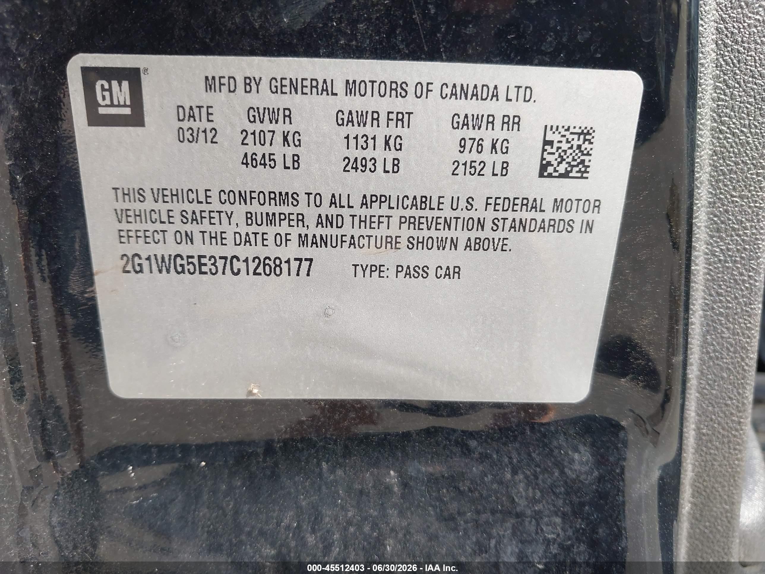 2012 Chevrolet Impala Lt Black vin: 2G1WG5E37C1268177