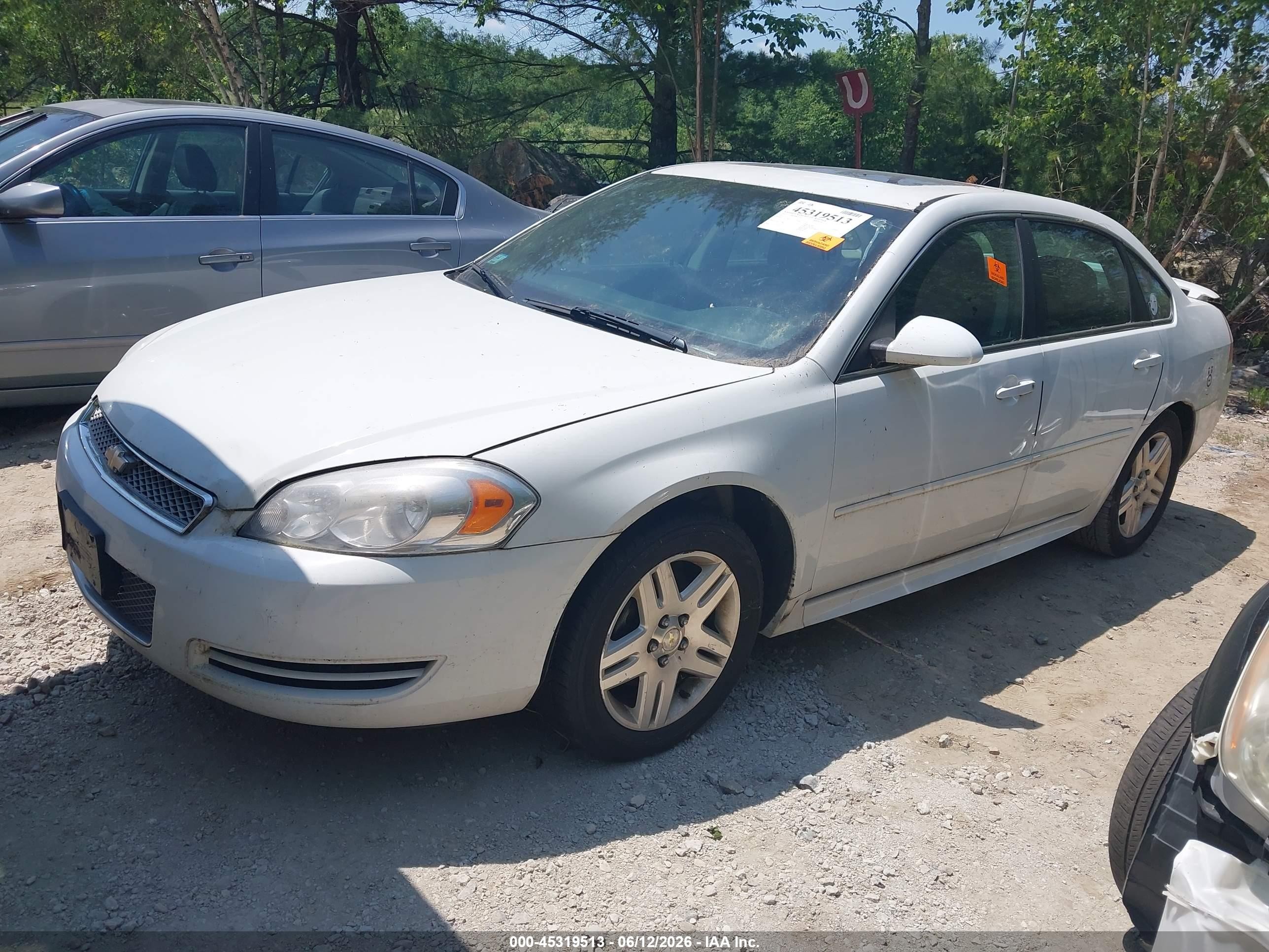 2012 Chevrolet Impala Lt White vin: 2G1WG5E37C1274674
