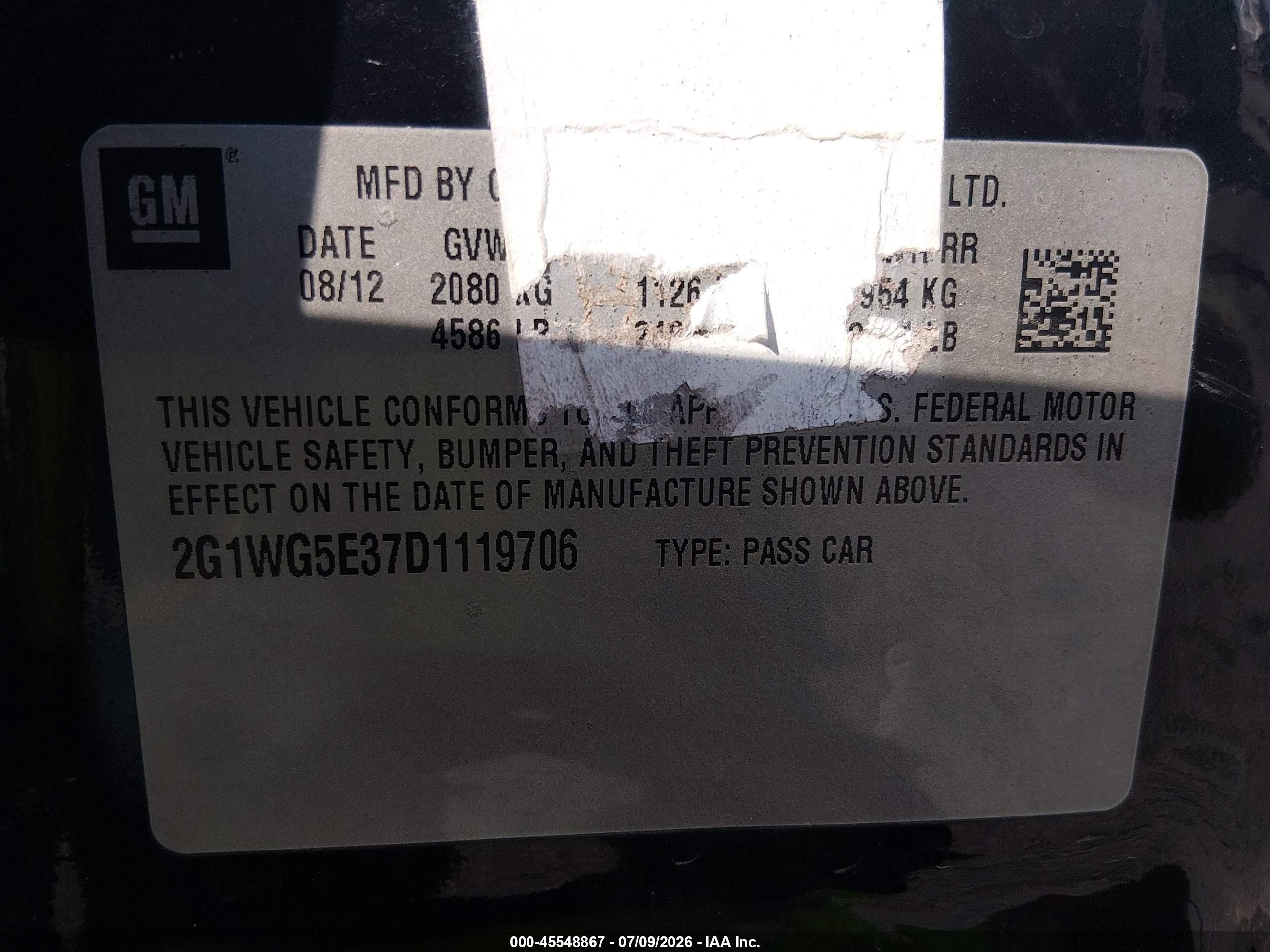 2013 Chevrolet Impala Lt Black vin: 2G1WG5E37D1119706