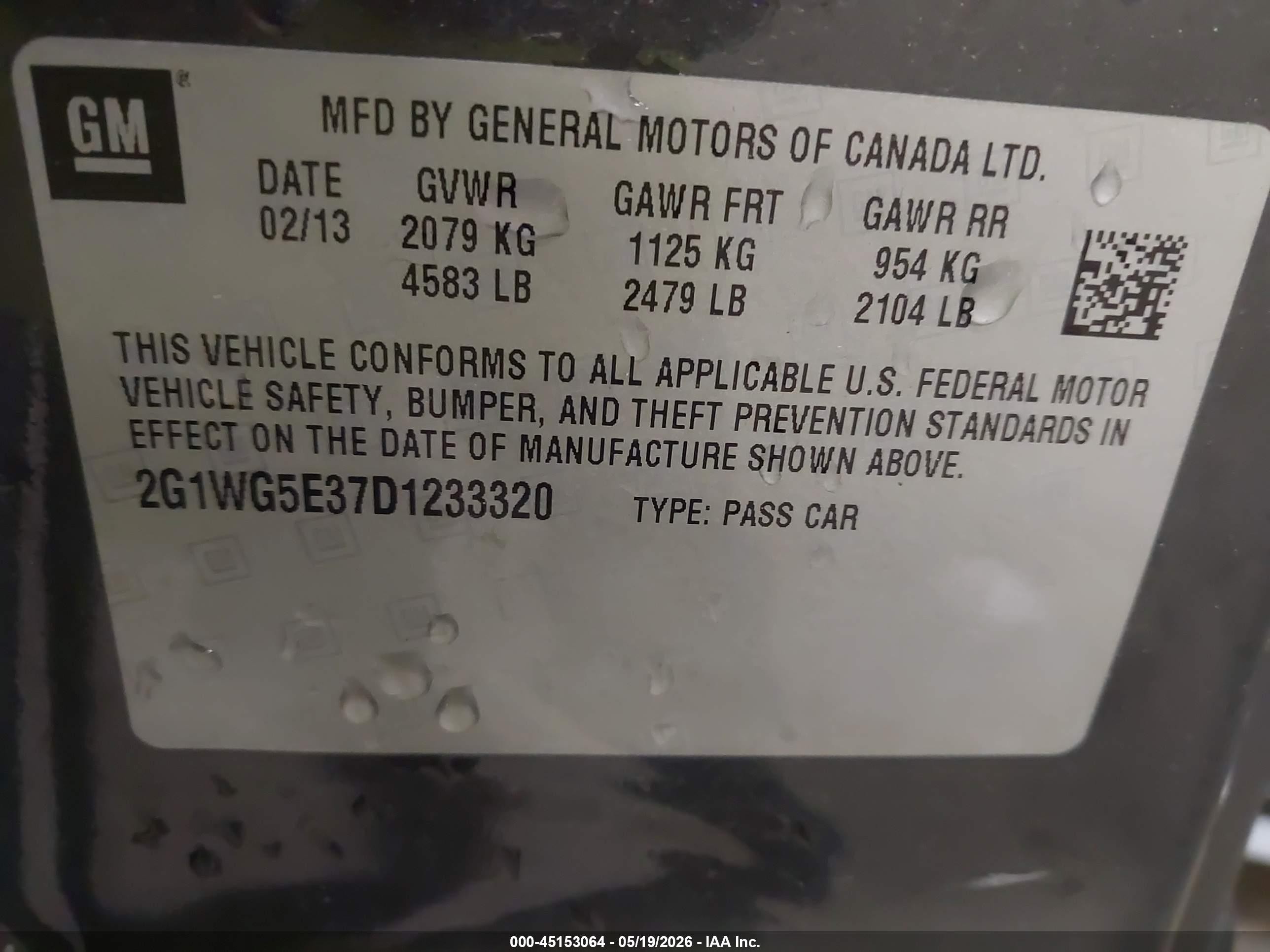 2013 Chevrolet Impala Lt Gray vin: 2G1WG5E37D1233320