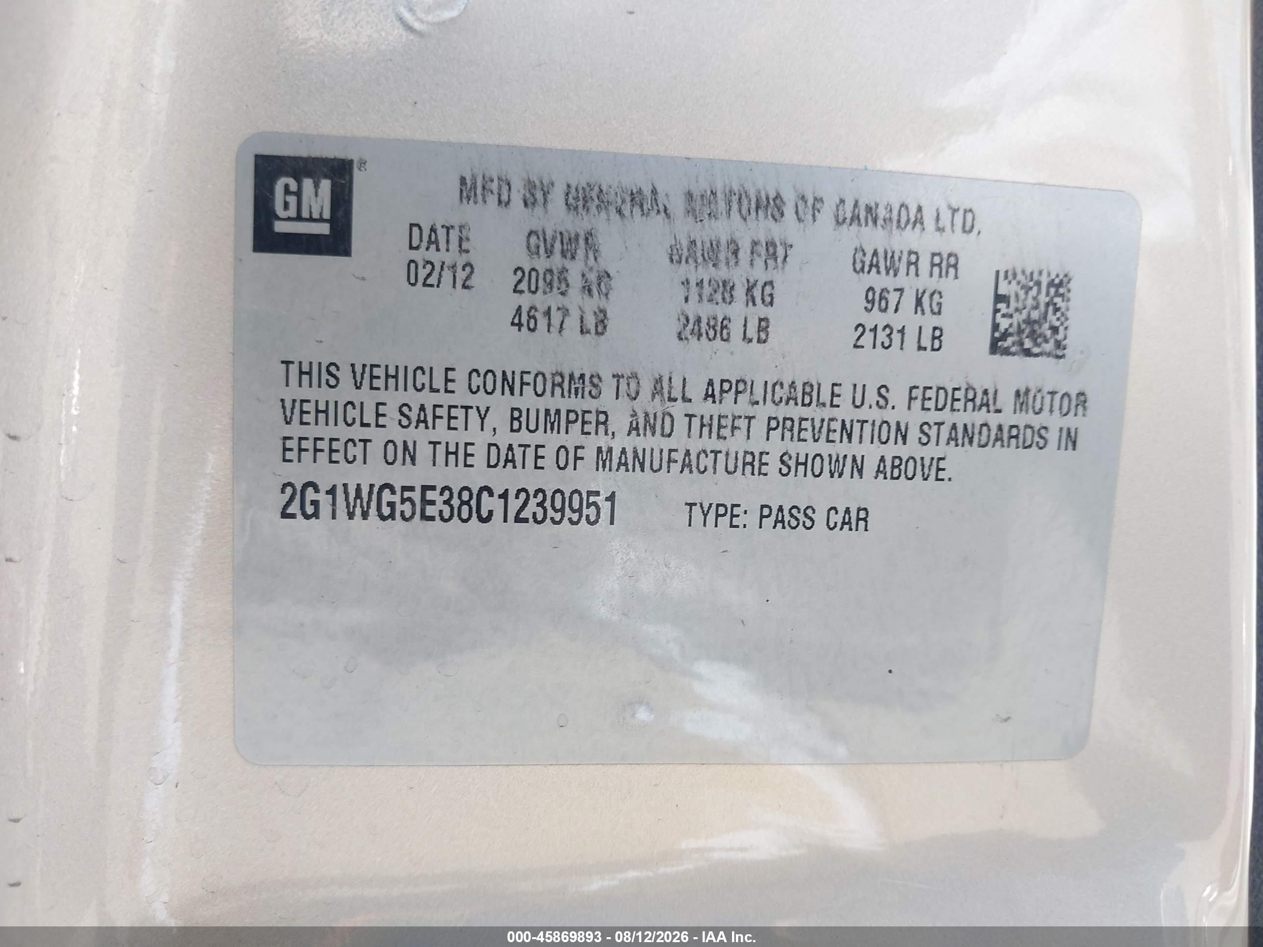 2012 Chevrolet Impala Lt Beige vin: 2G1WG5E38C1239951