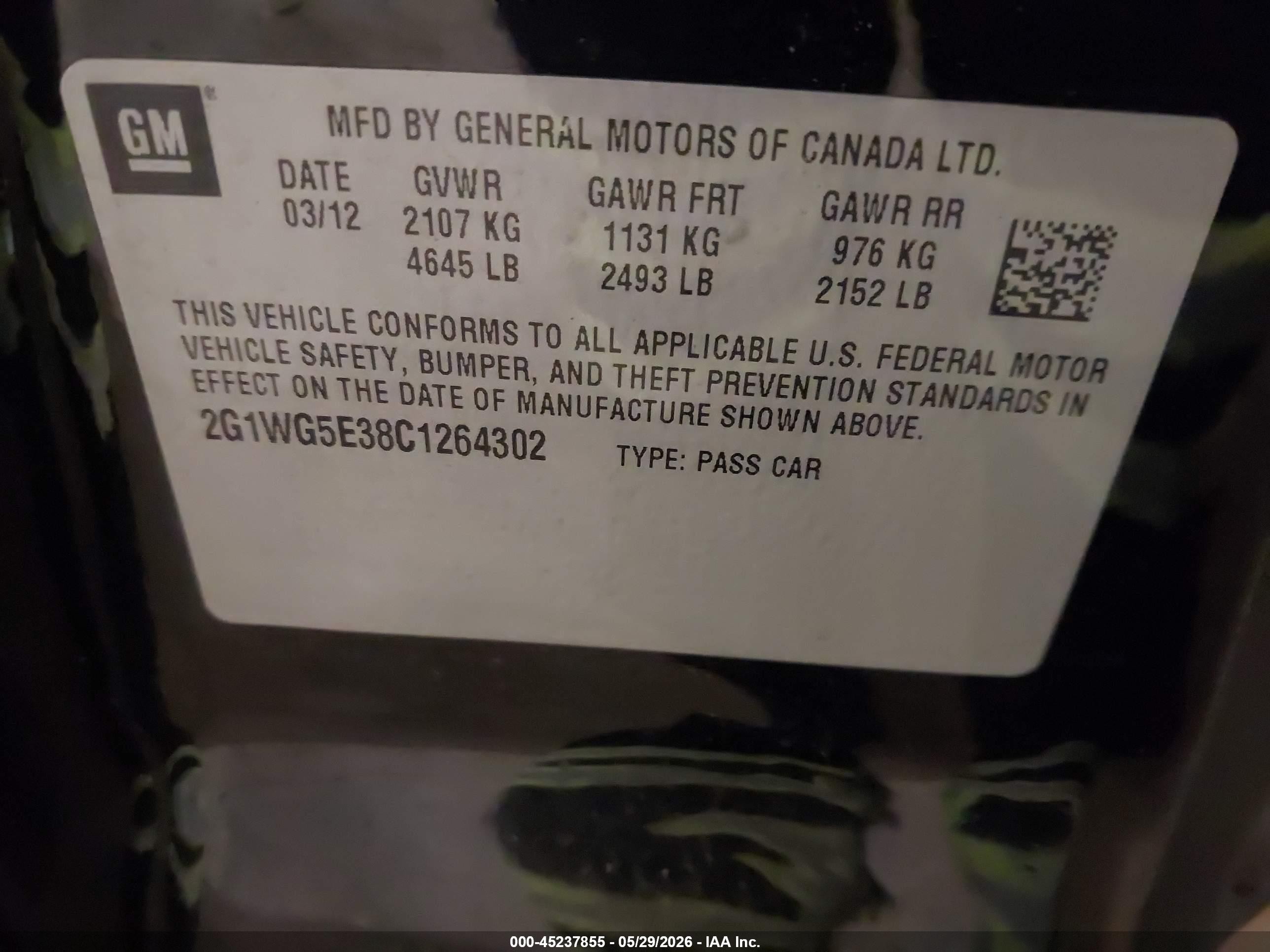 2012 Chevrolet Impala Lt Black vin: 2G1WG5E38C1264302
