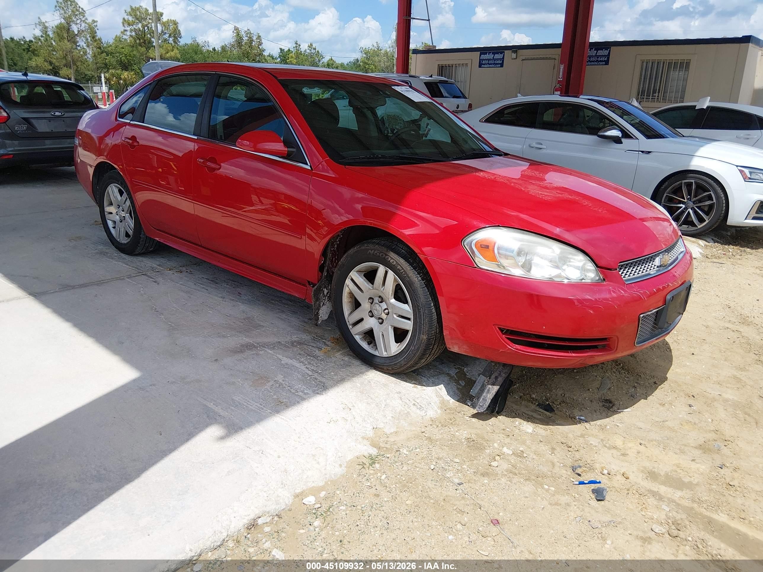 2013 Chevrolet Impala Lt Red vin: 2G1WG5E38D1102302