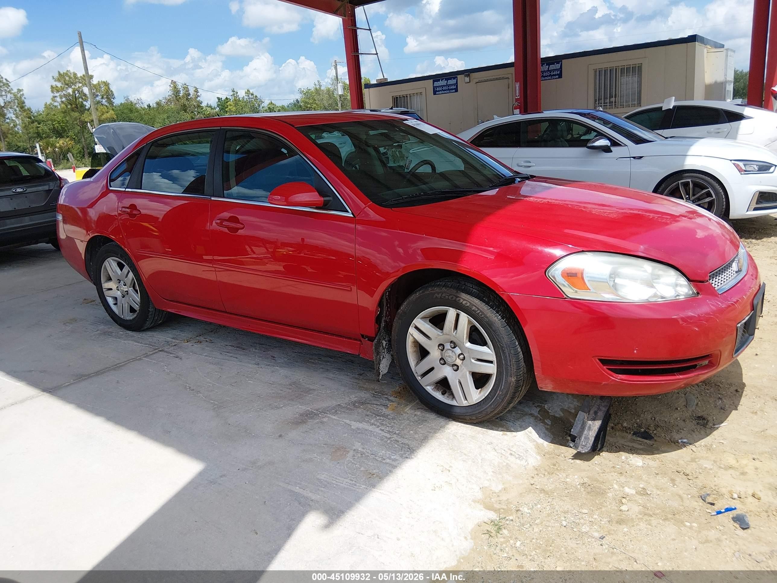 2013 Chevrolet Impala Lt Red vin: 2G1WG5E38D1102302