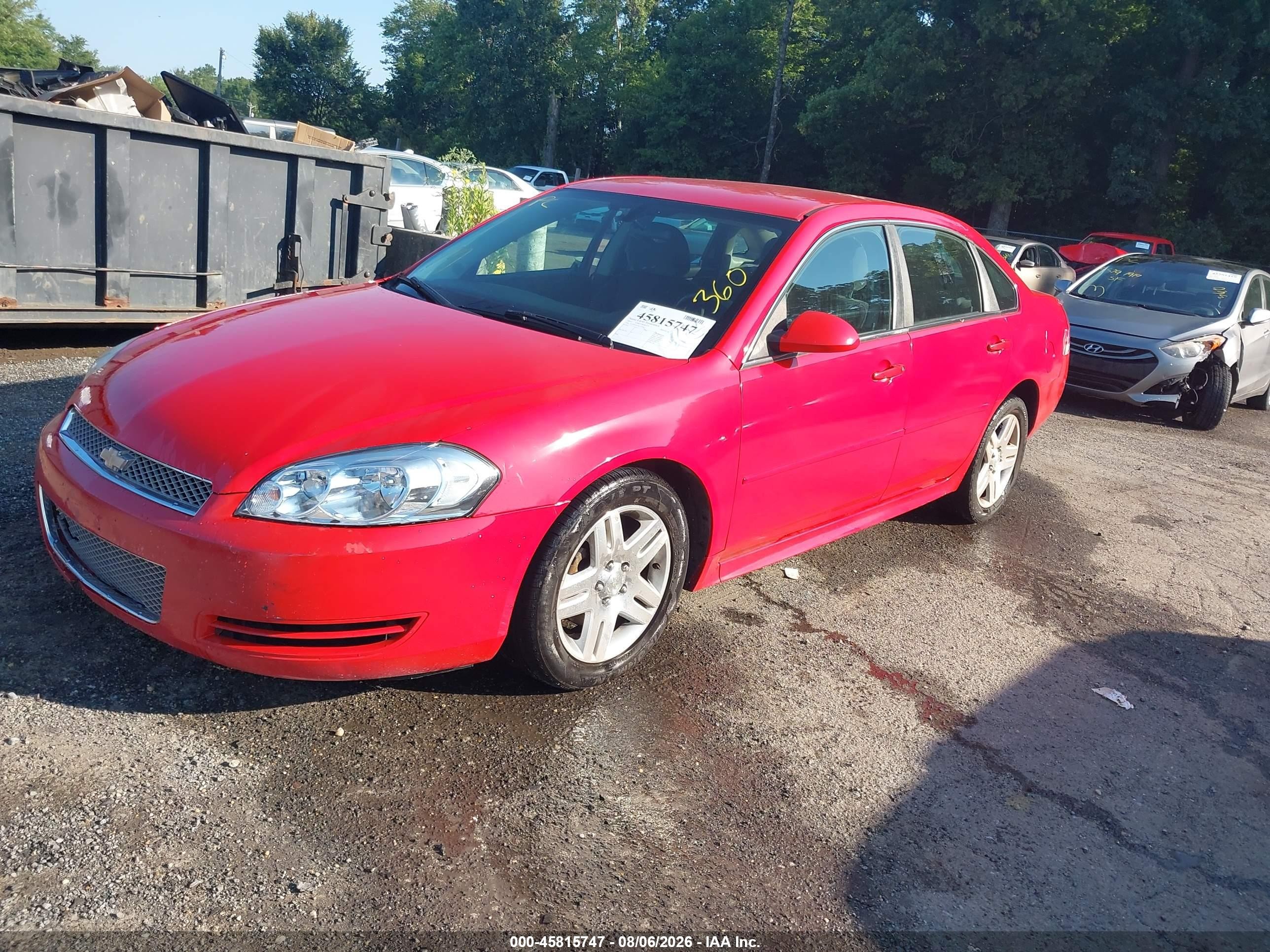 2012 Chevrolet Impala Lt Red vin: 2G1WG5E39C1329416