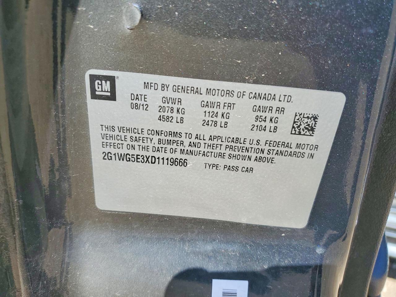 2013 Chevrolet Impala Lt Charcoal vin: 2G1WG5E3XD1119666