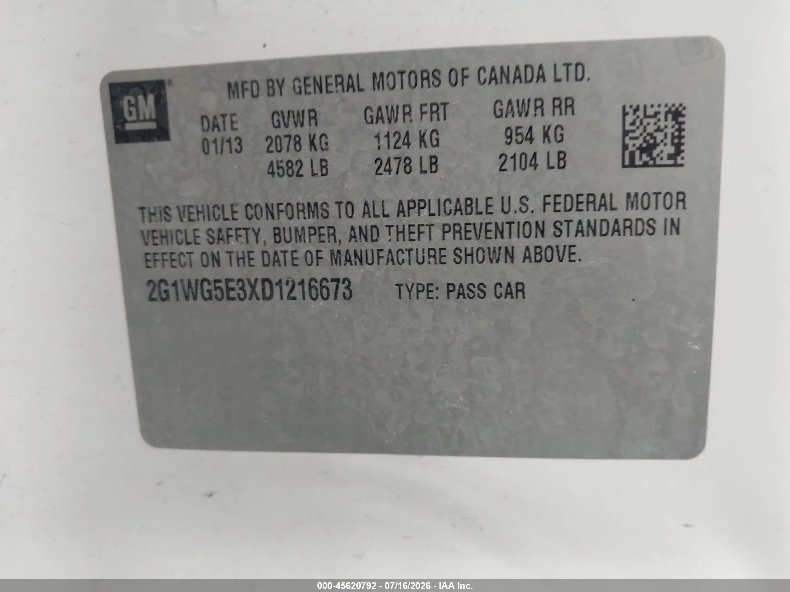 2013 Chevrolet Impala Lt White vin: 2G1WG5E3XD1216673