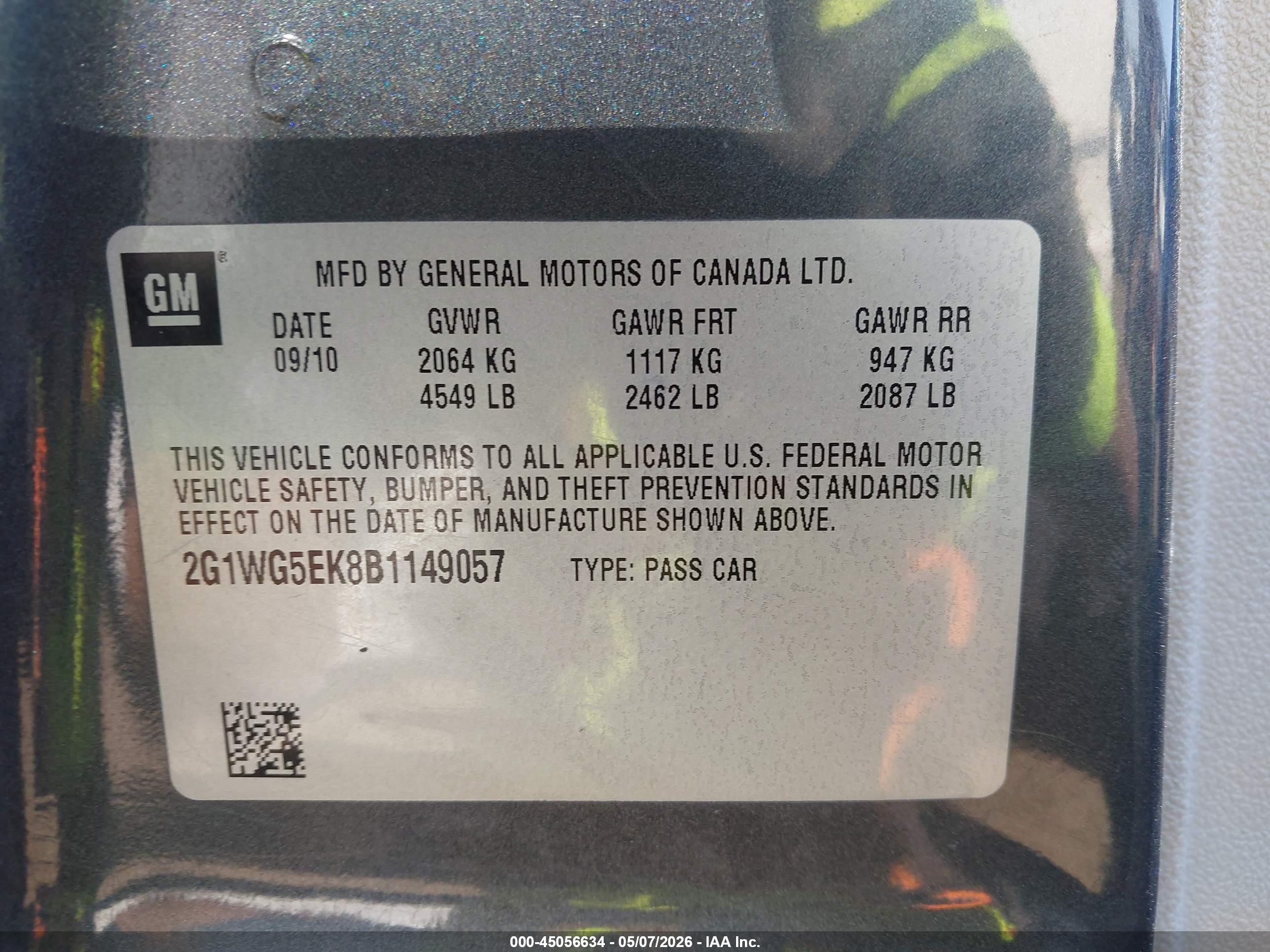 2011 Chevrolet Impala Lt Gray vin: 2G1WG5EK8B1149057