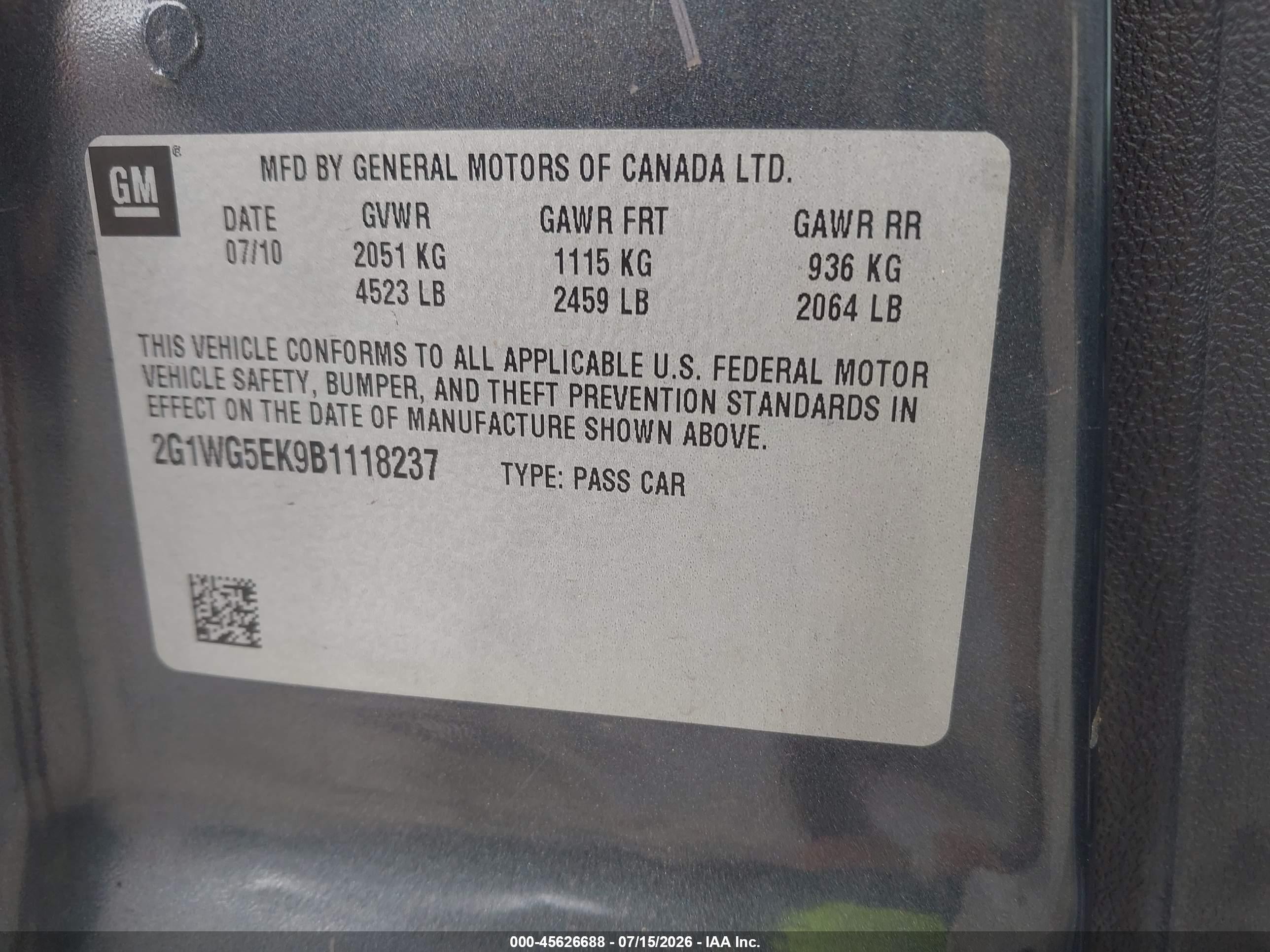 2011 Chevrolet Impala Lt Black vin: 2G1WG5EK9B1118237