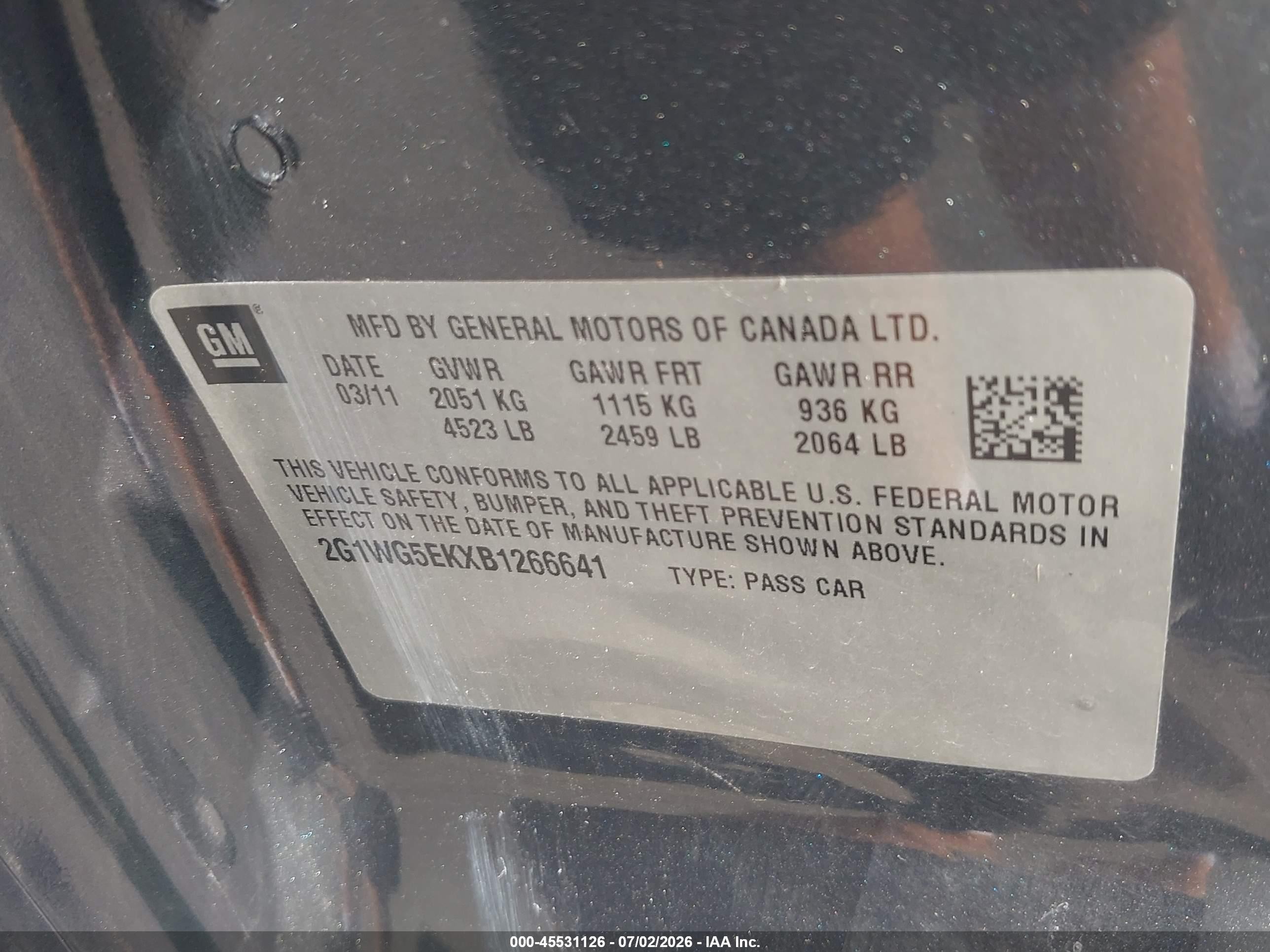 2011 Chevrolet Impala Lt Gray vin: 2G1WG5EKXB1266641