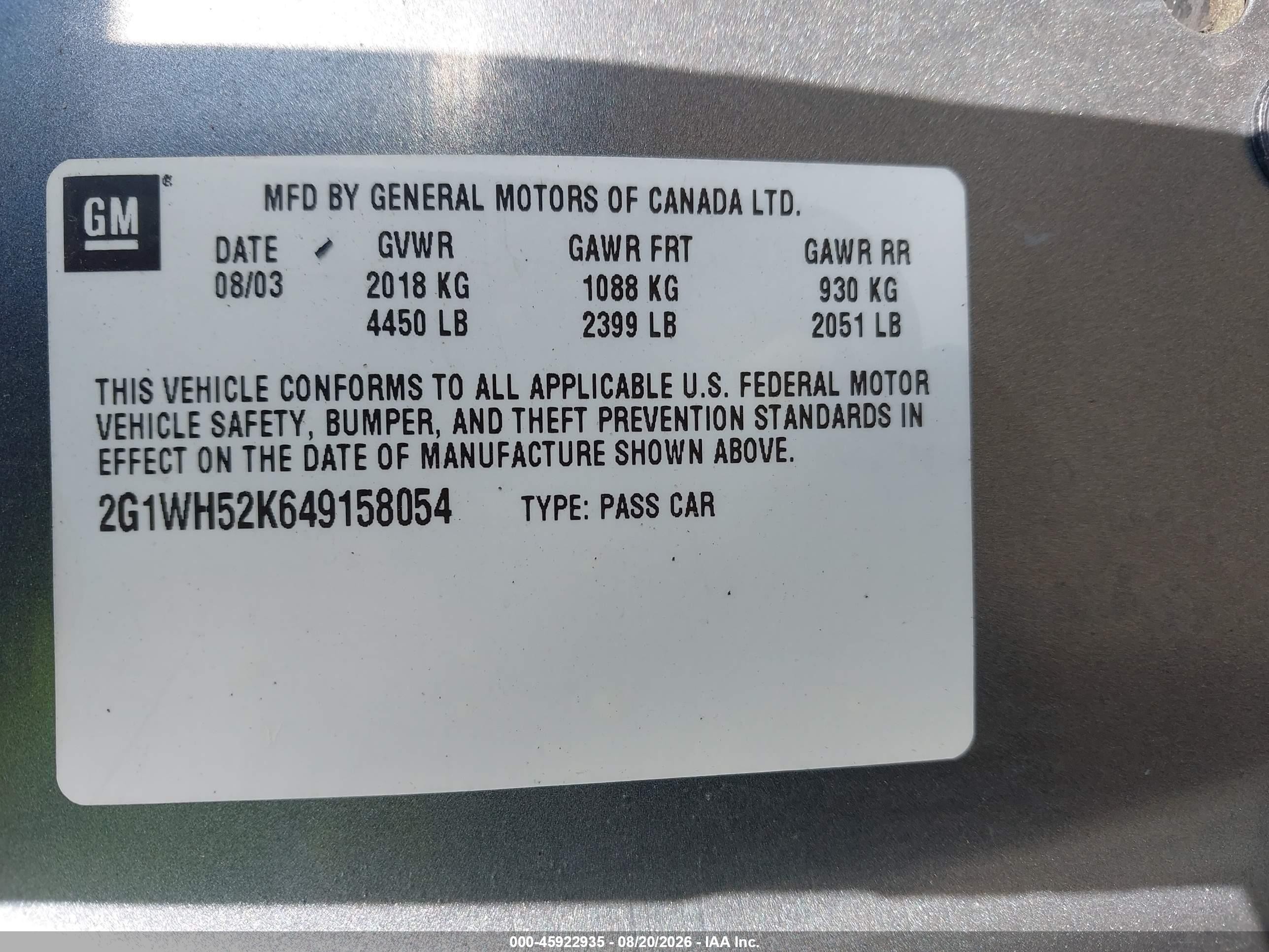 2004 Chevrolet Impala Ls Gray vin: 2G1WH52K649158054