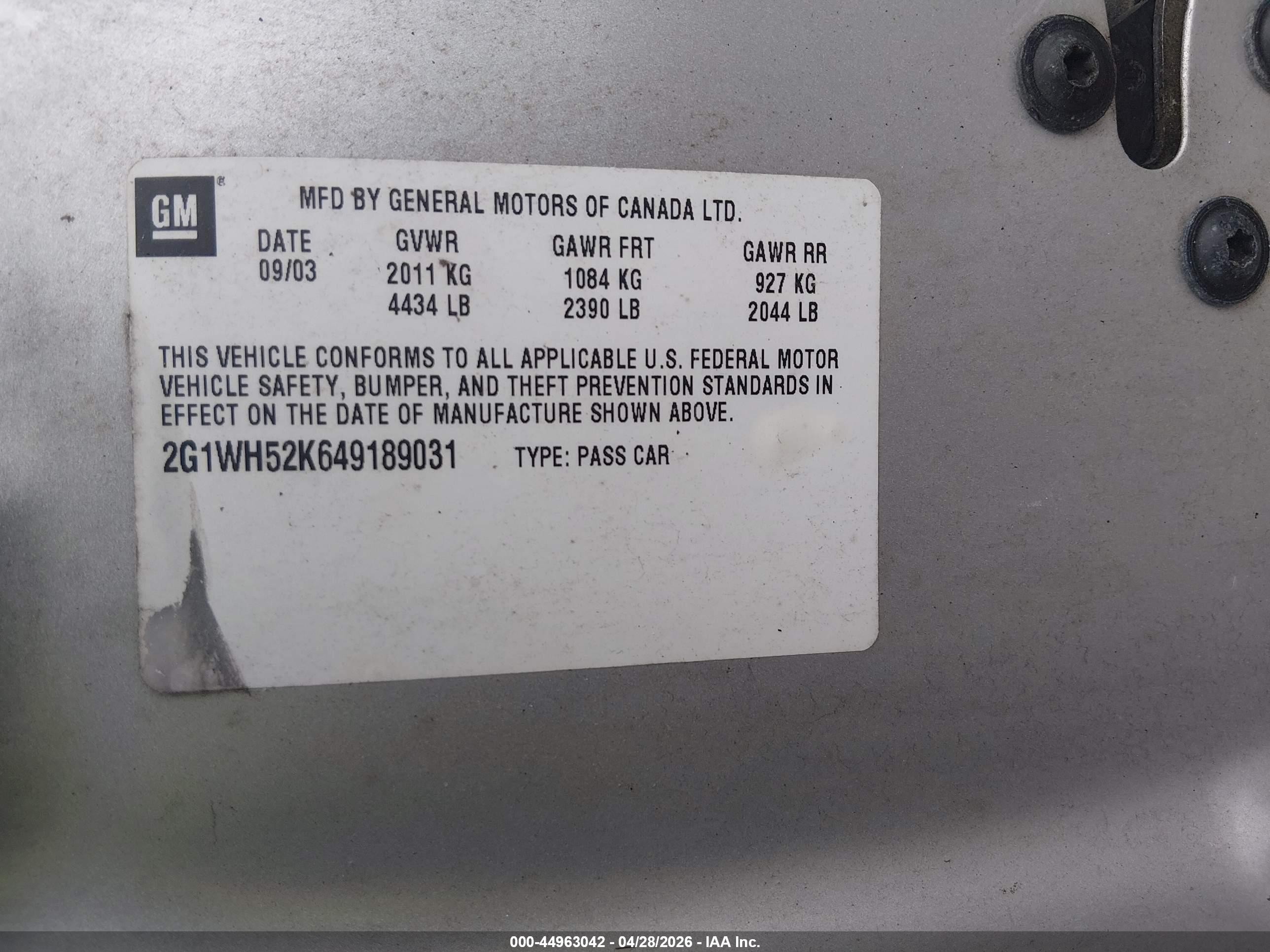 2004 Chevrolet Impala Ls Gray vin: 2G1WH52K649189031