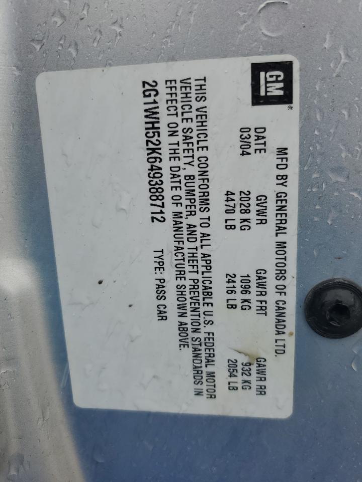 2004 Chevrolet Impala Ls Silver vin: 2G1WH52K649388712