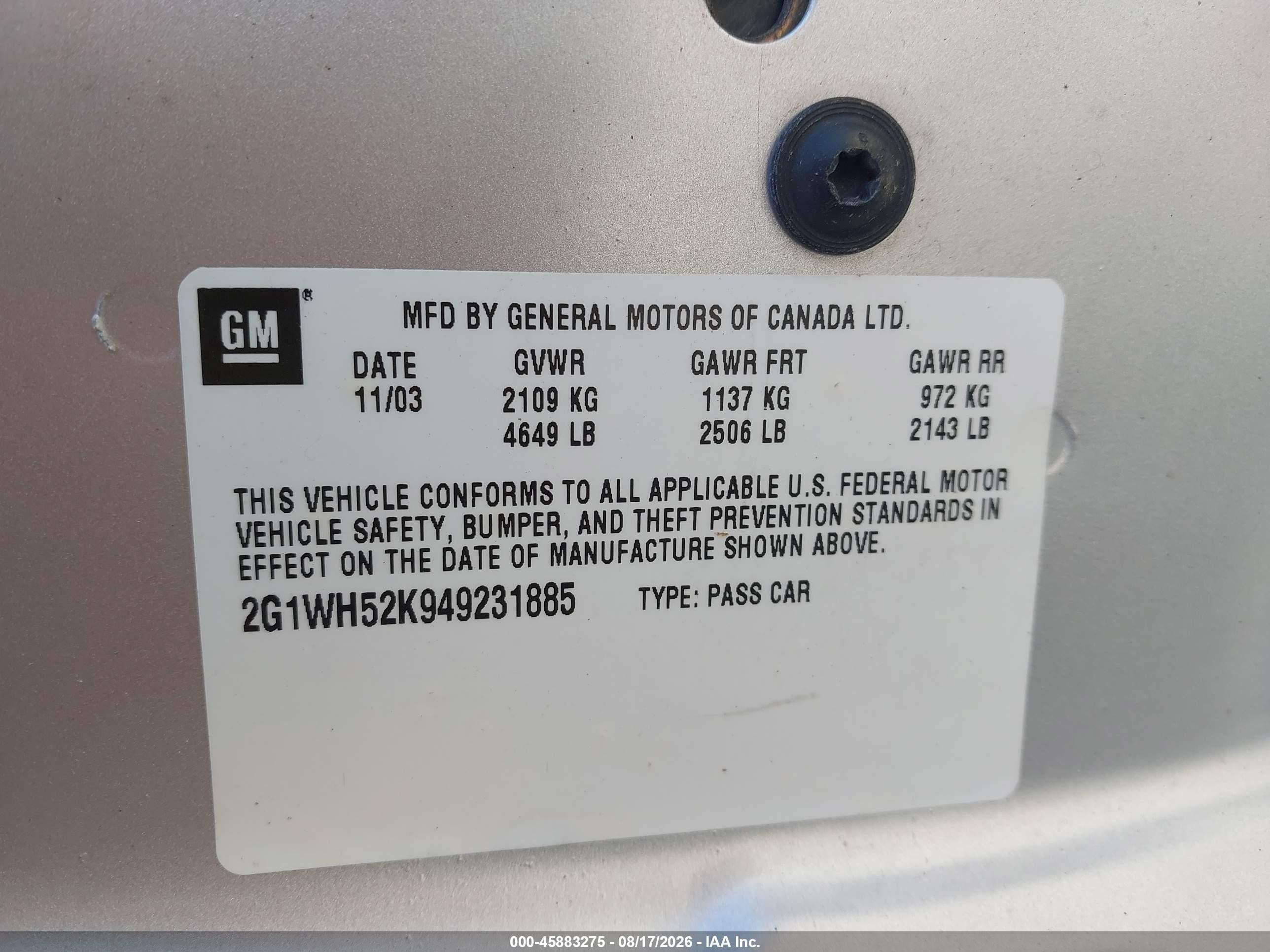 2004 Chevrolet Impala Ls Silver vin: 2G1WH52K949231885
