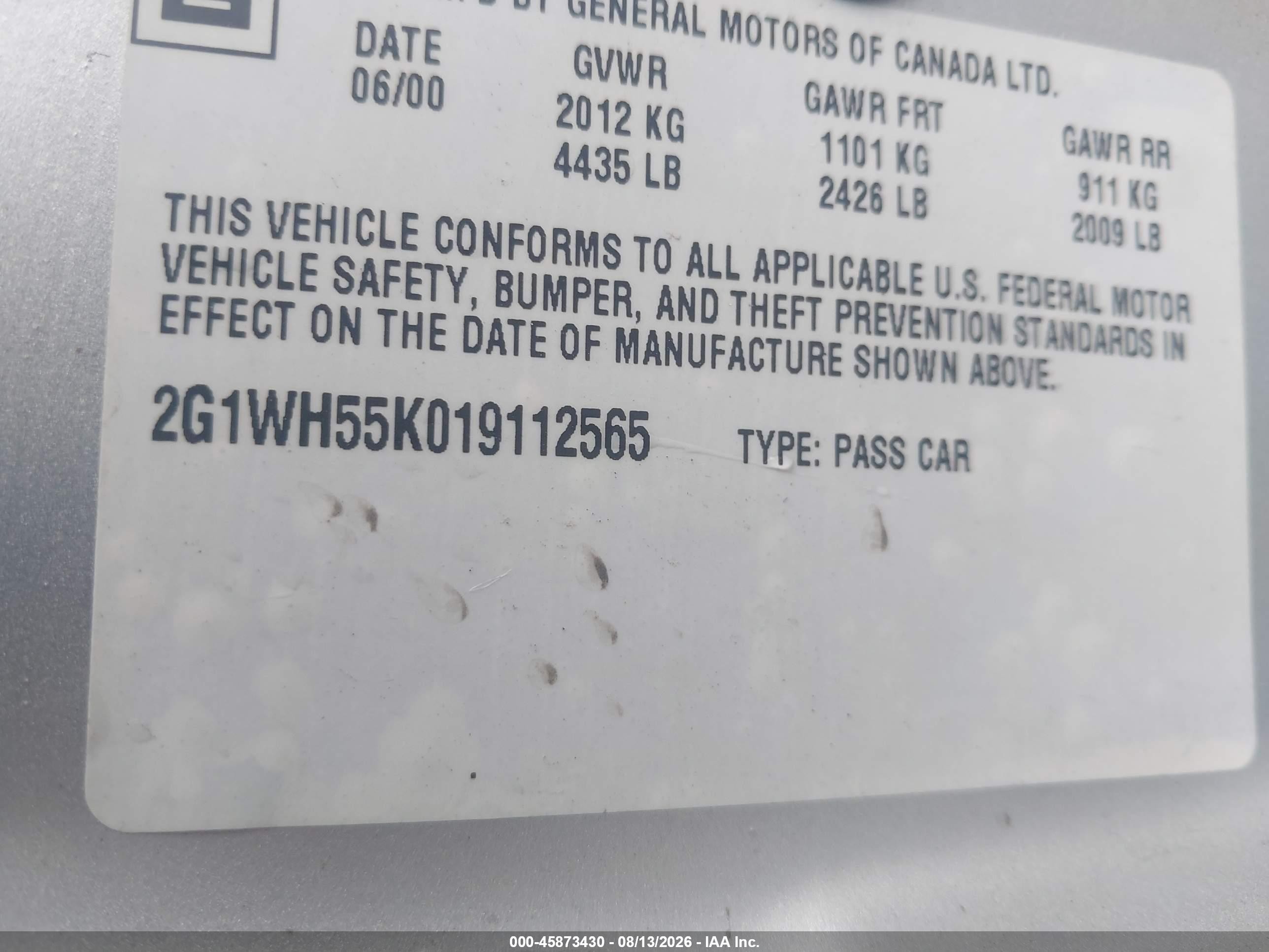 2001 Chevrolet Impala Ls Silver vin: 2G1WH55K019112565