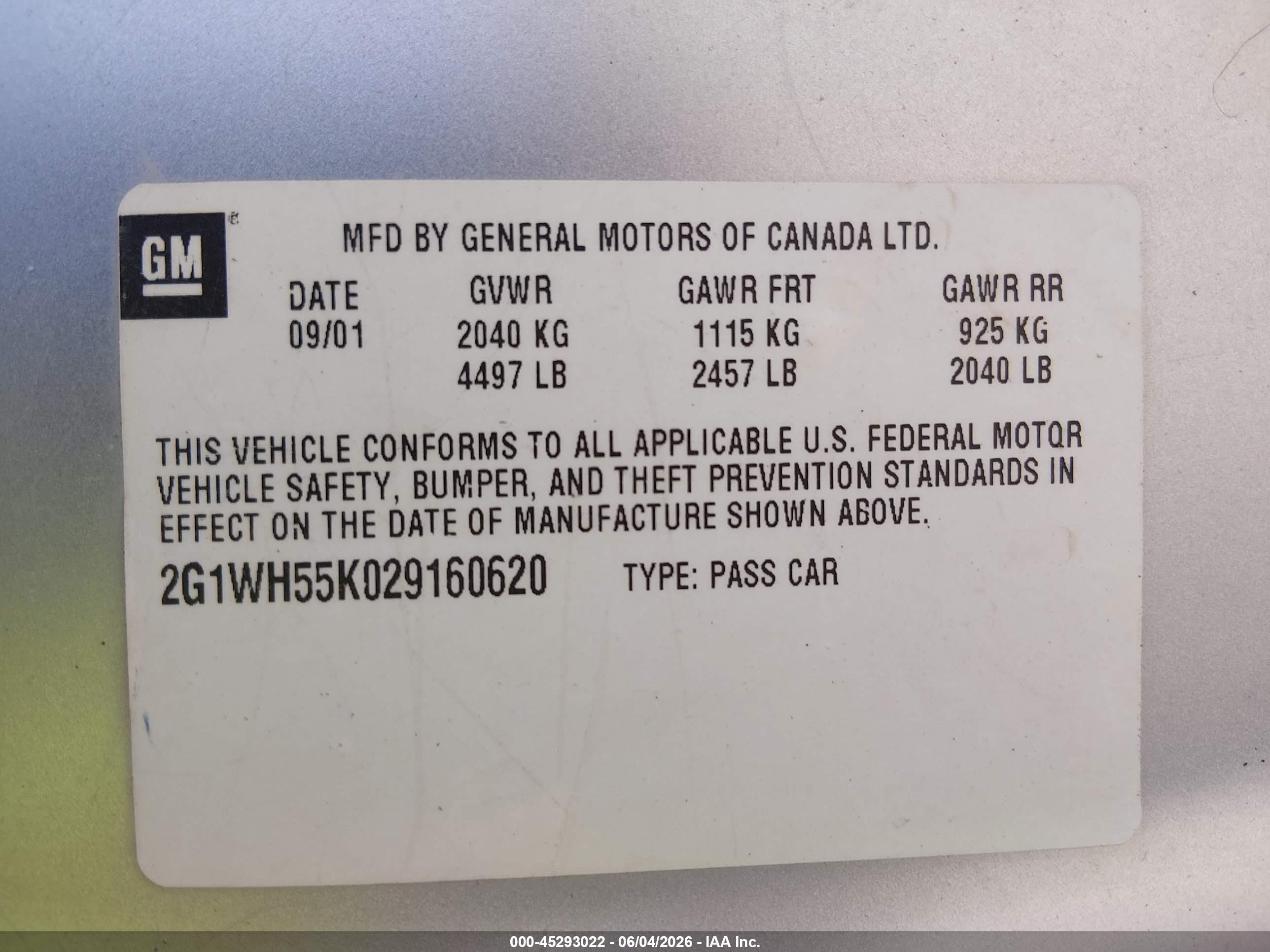 2002 Chevrolet Impala Ls White vin: 2G1WH55K029160620