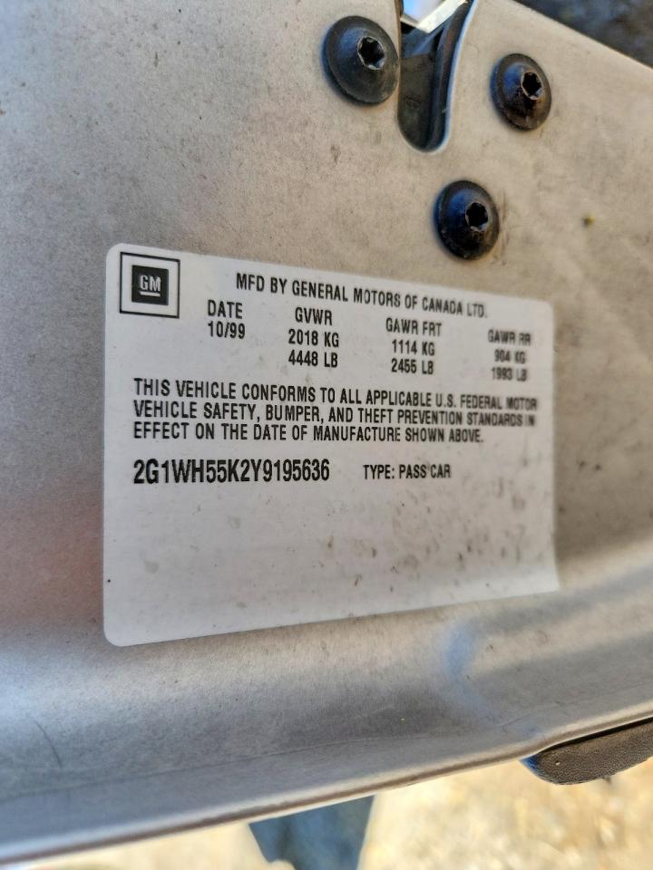2000 Chevrolet Impala Серебряный vin: 2G1WH55K2Y9195636