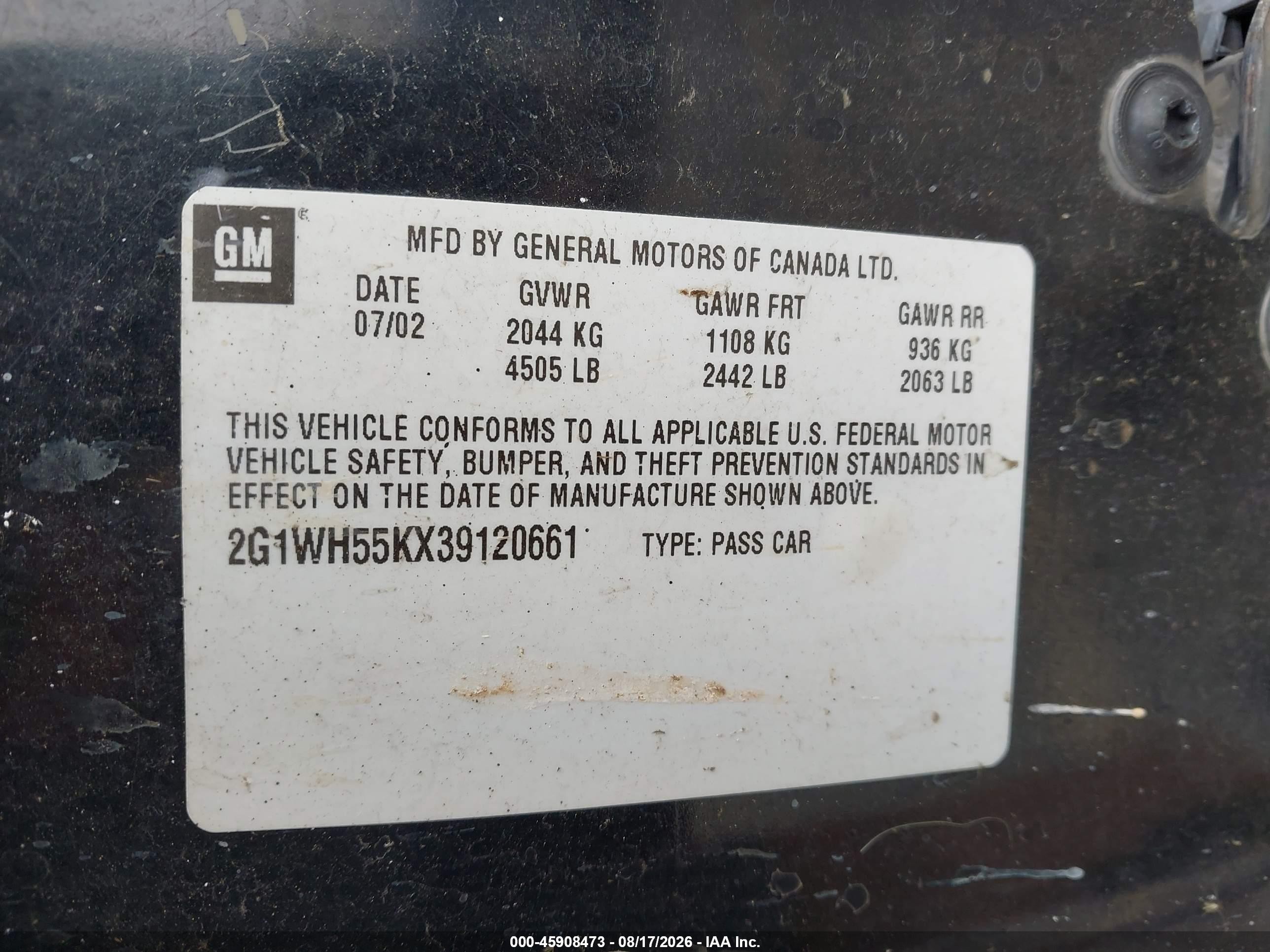 2003 Chevrolet Impala Ls Black vin: 2G1WH55KX39120661
