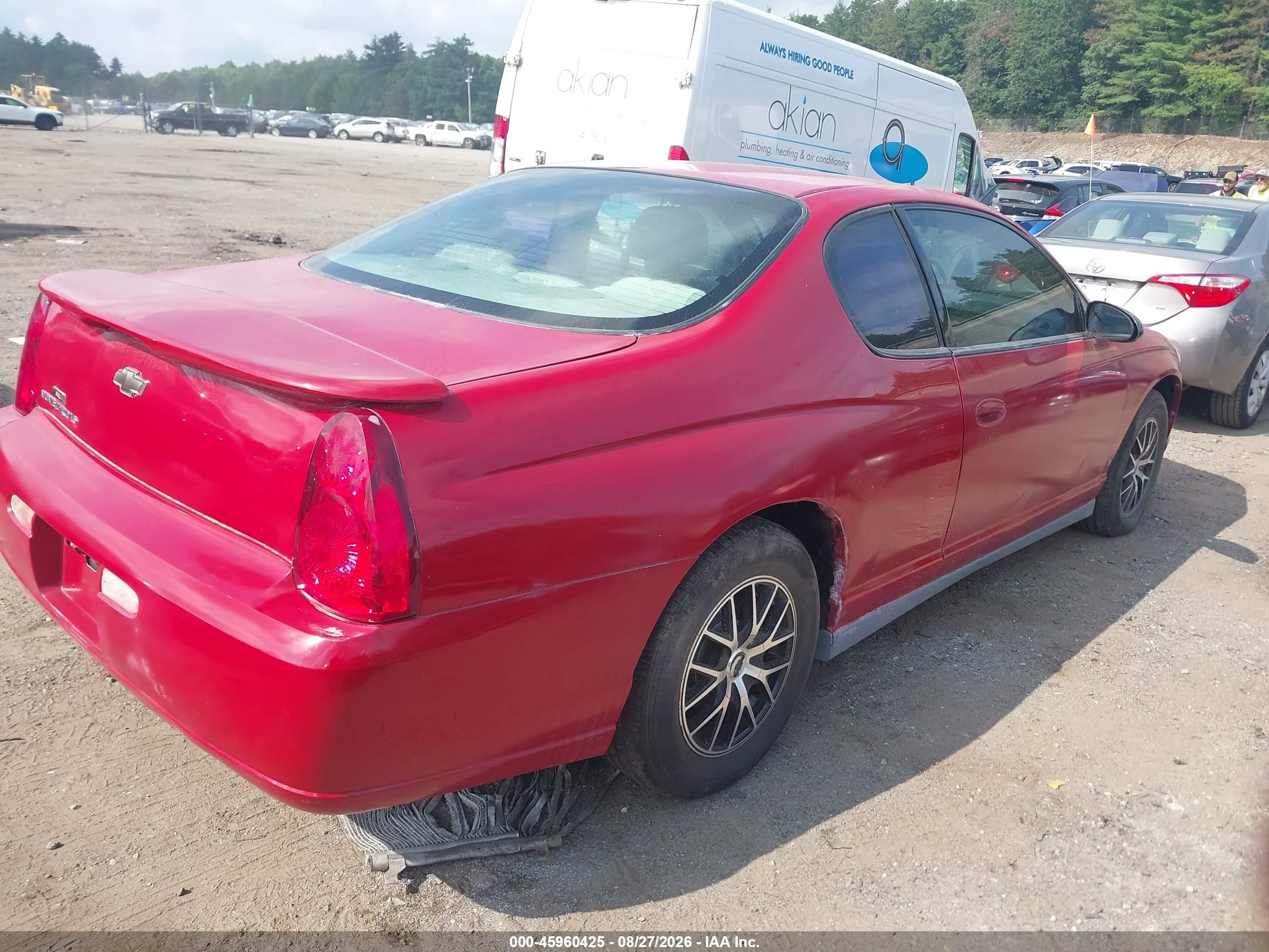 2007 Chevrolet Monte Carlo Ls Red vin: 2G1WJ15K379180610