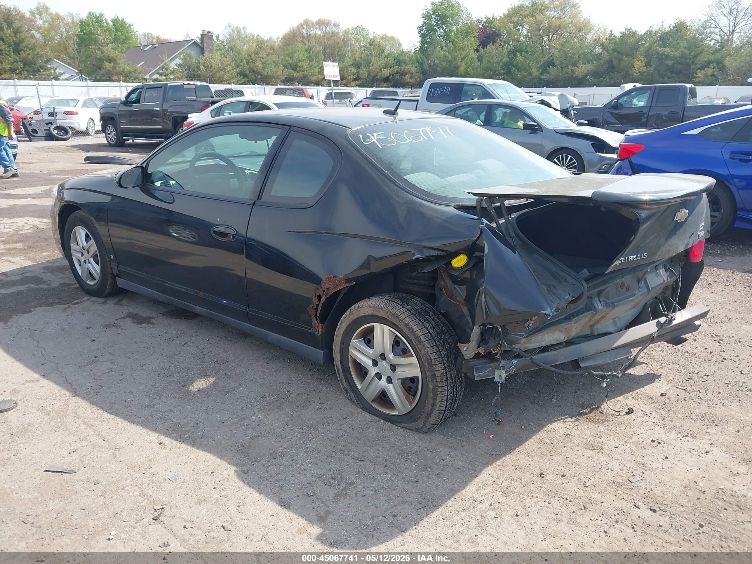 2007 Chevrolet Monte Carlo Ls Black vin: 2G1WJ16K979252361