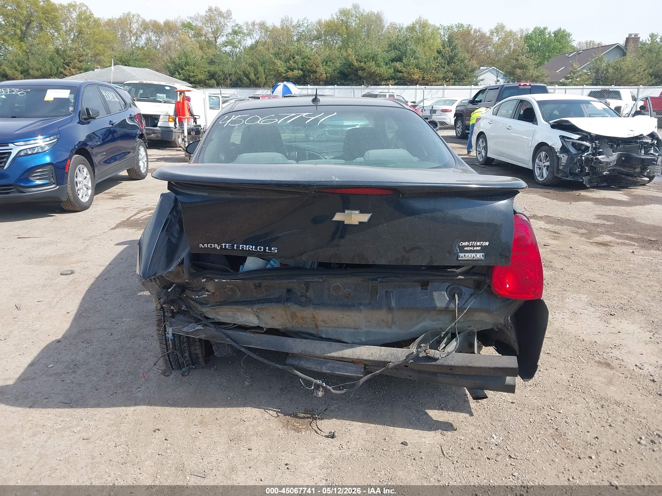 2007 Chevrolet Monte Carlo Ls Black vin: 2G1WJ16K979252361