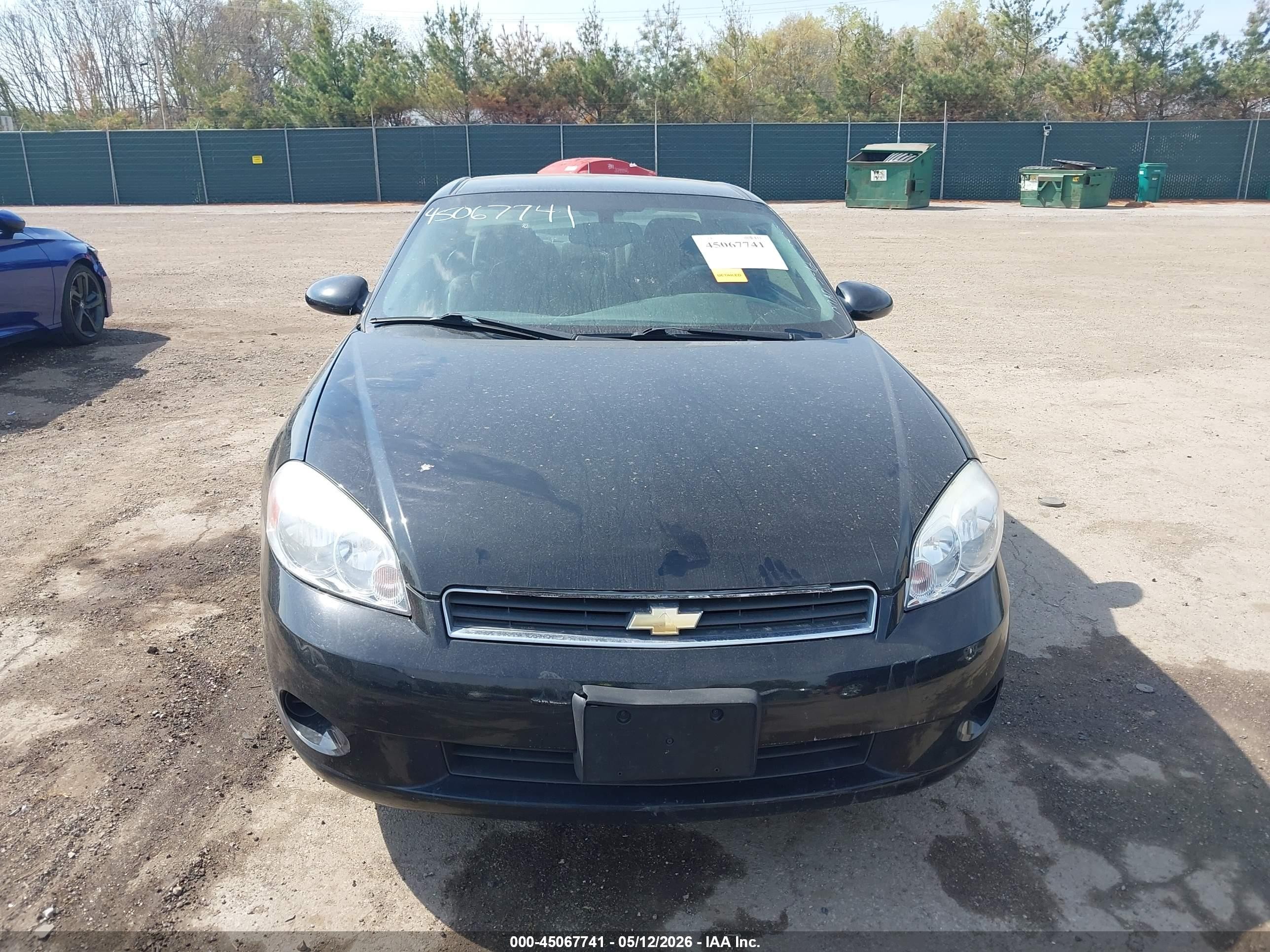 2007 Chevrolet Monte Carlo Ls Black vin: 2G1WJ16K979252361