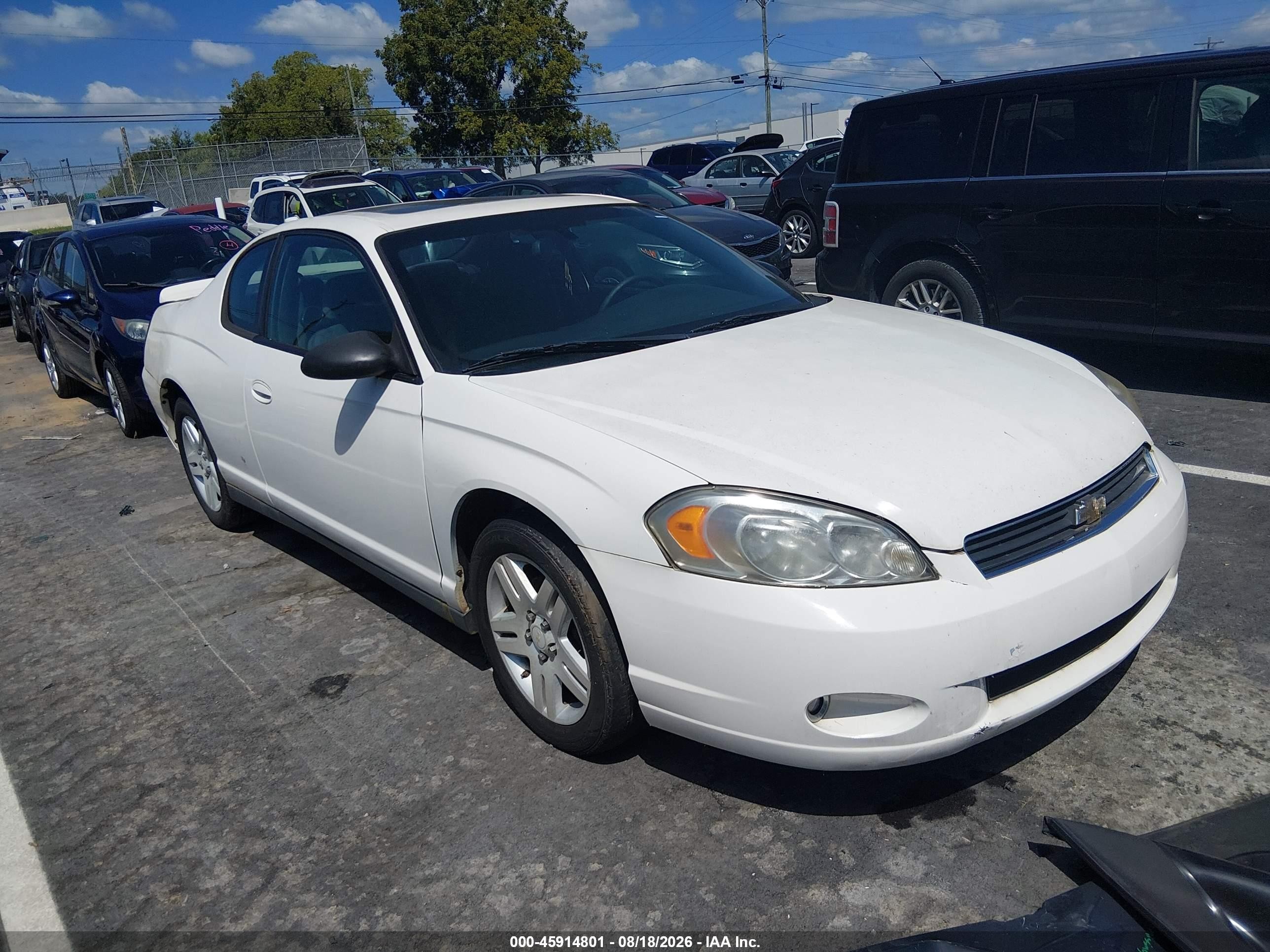 2006 Chevrolet Monte Carlo Lt Белый vin: 2G1WK151X69338301