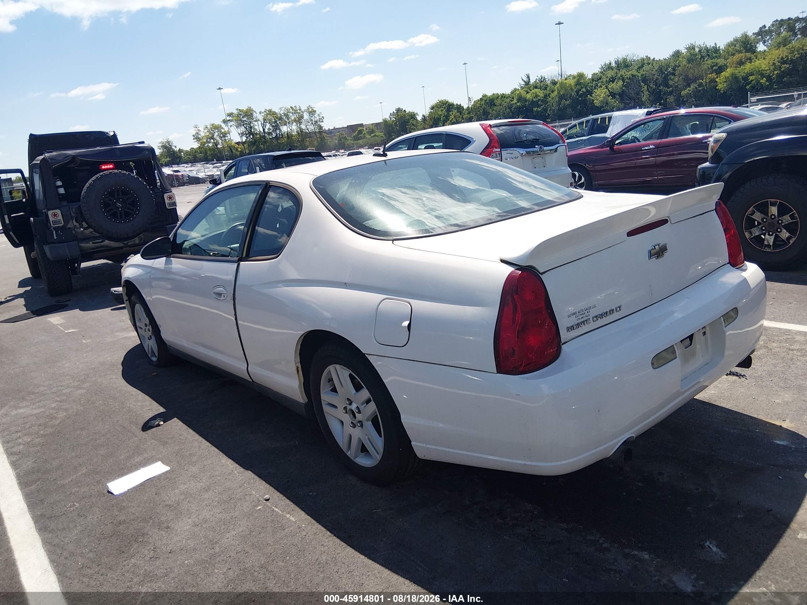 2006 Chevrolet Monte Carlo Lt White vin: 2G1WK151X69338301