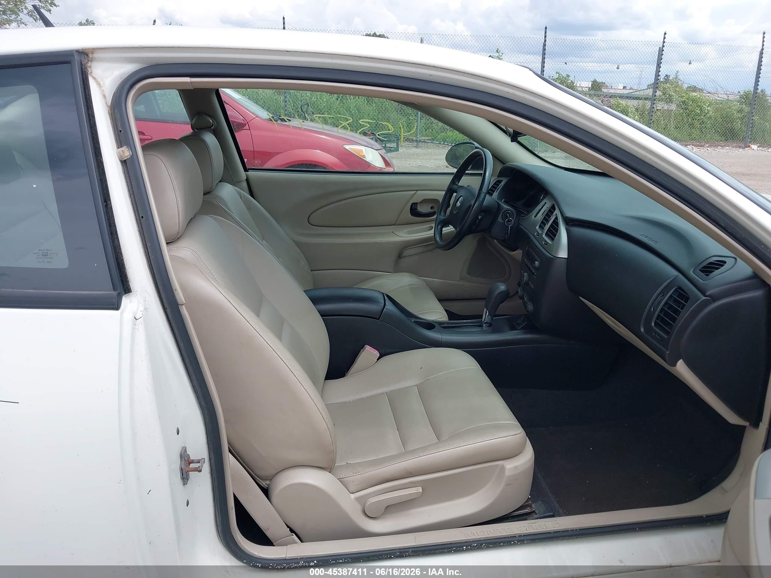 2007 Chevrolet Monte Carlo Lt White vin: 2G1WK15K279401899