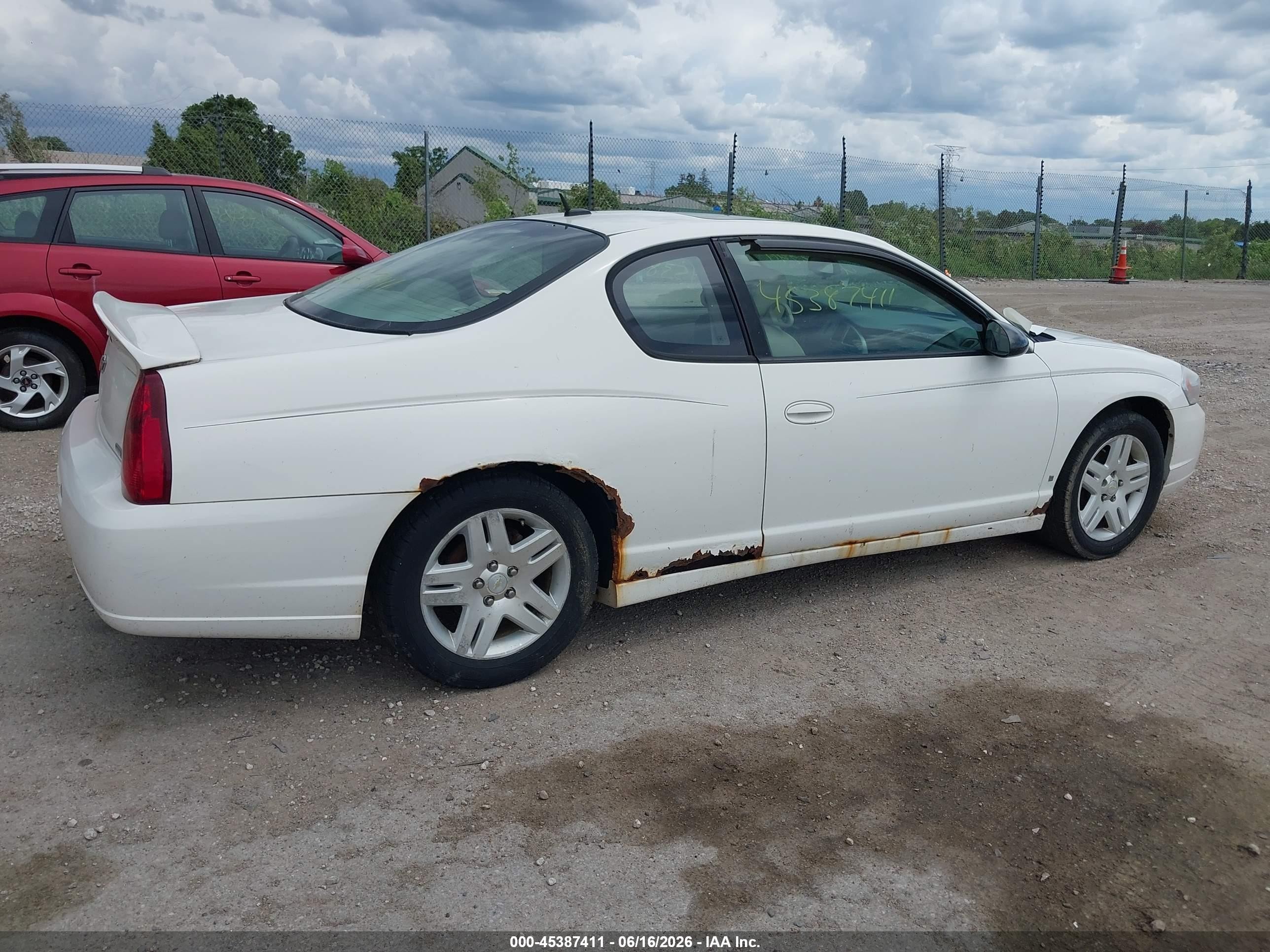 2007 Chevrolet Monte Carlo Lt White vin: 2G1WK15K279401899