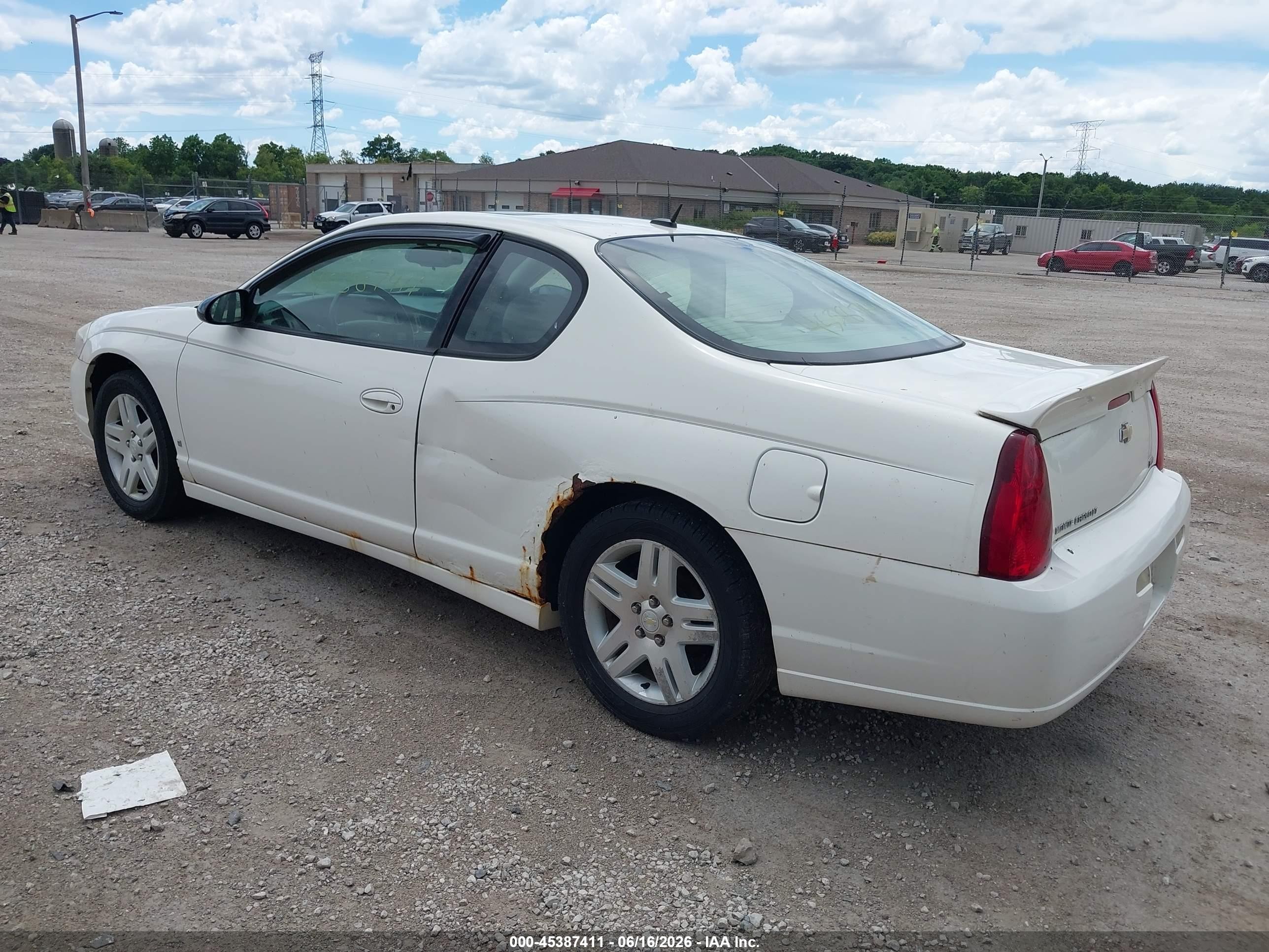 2007 Chevrolet Monte Carlo Lt White vin: 2G1WK15K279401899