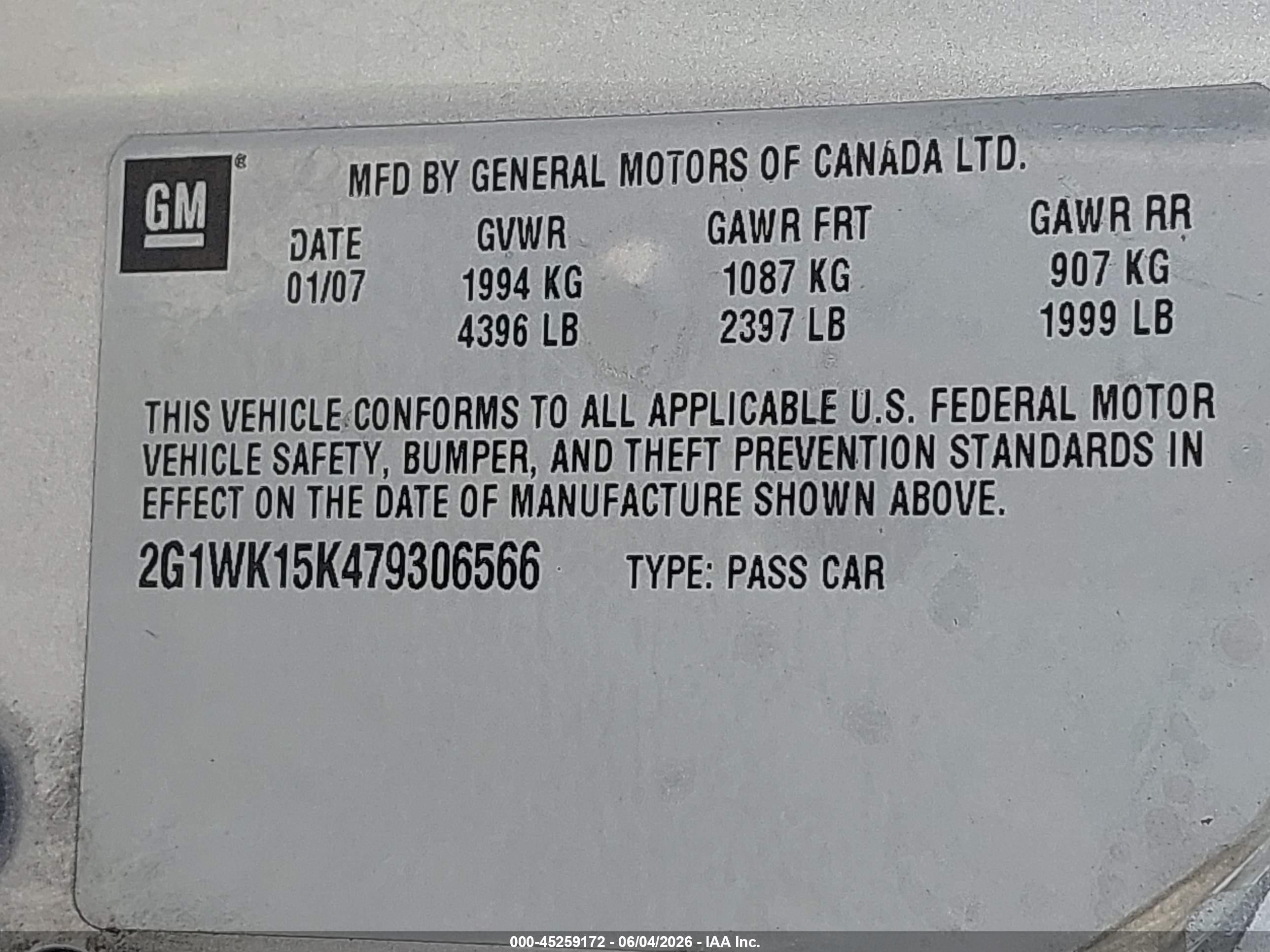 2007 Chevrolet Monte Carlo Lt Gray vin: 2G1WK15K479306566