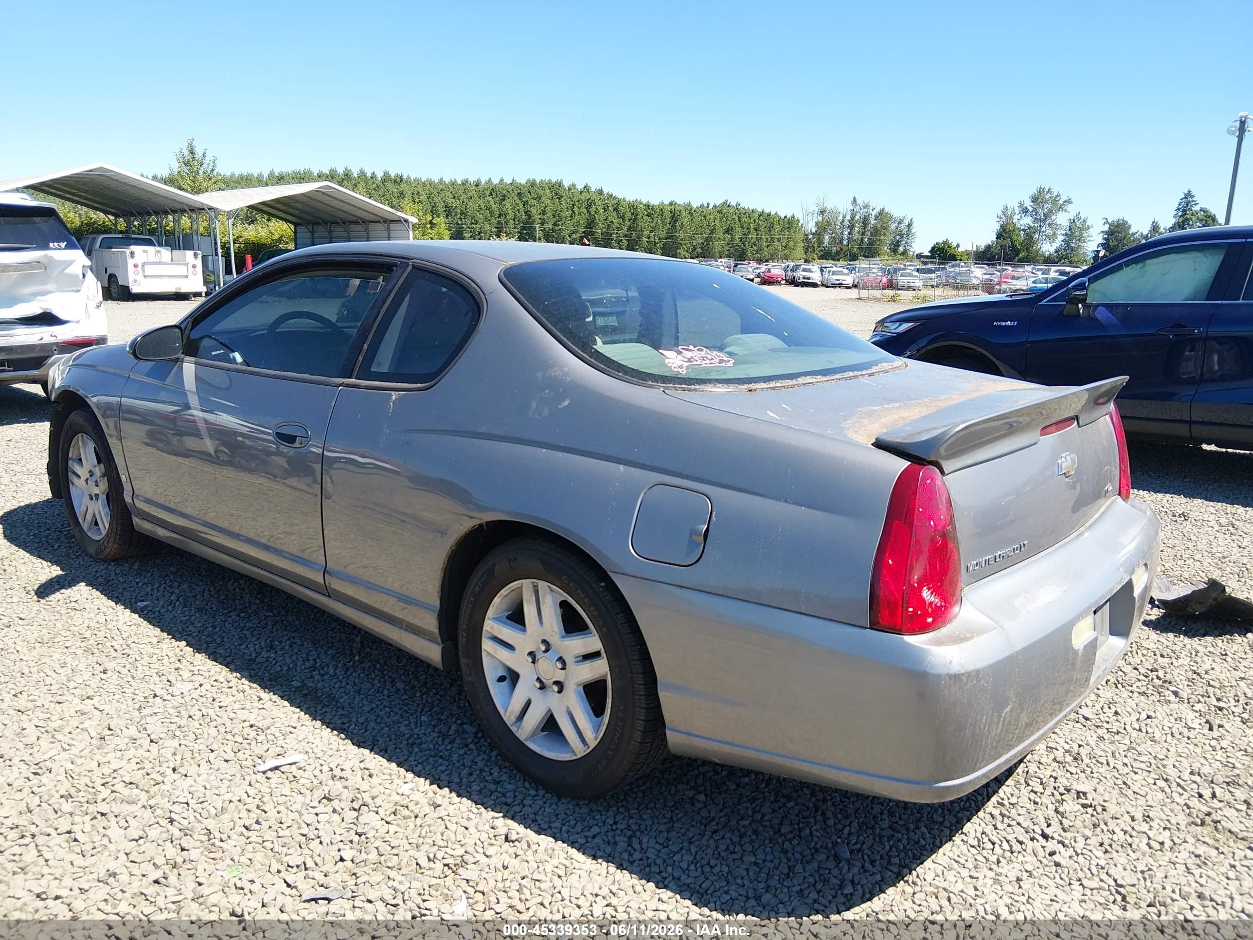 2007 Chevrolet Monte Carlo Lt Silver vin: 2G1WK15KX79117601