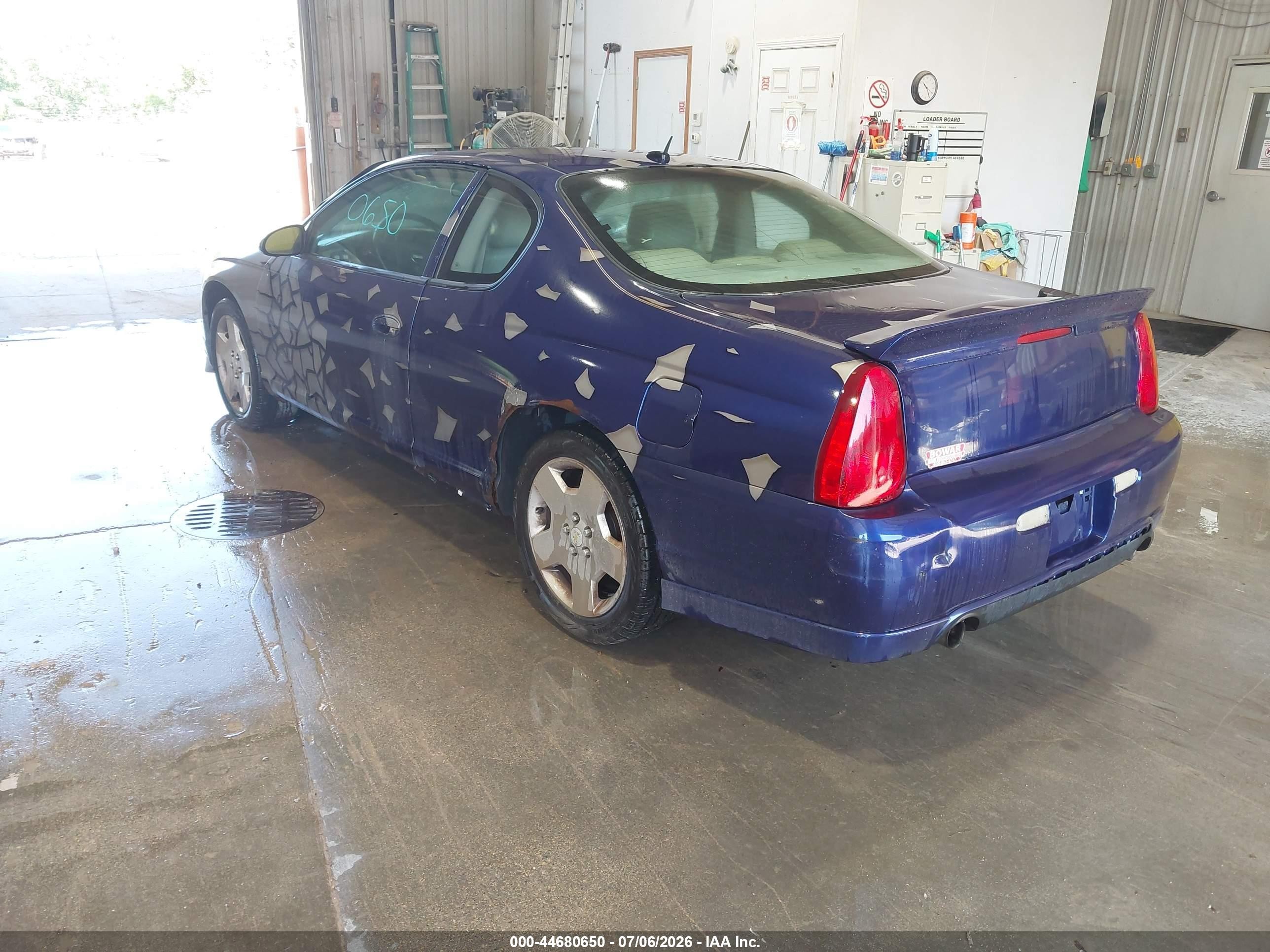 2007 Chevrolet Monte Carlo Ss Blue vin: 2G1WL15C179175148
